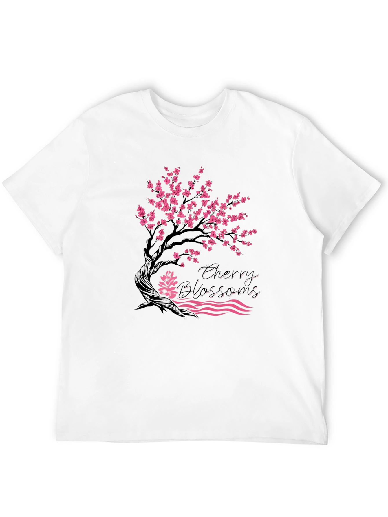 Cherry Blossom Graphic Print Black Tee