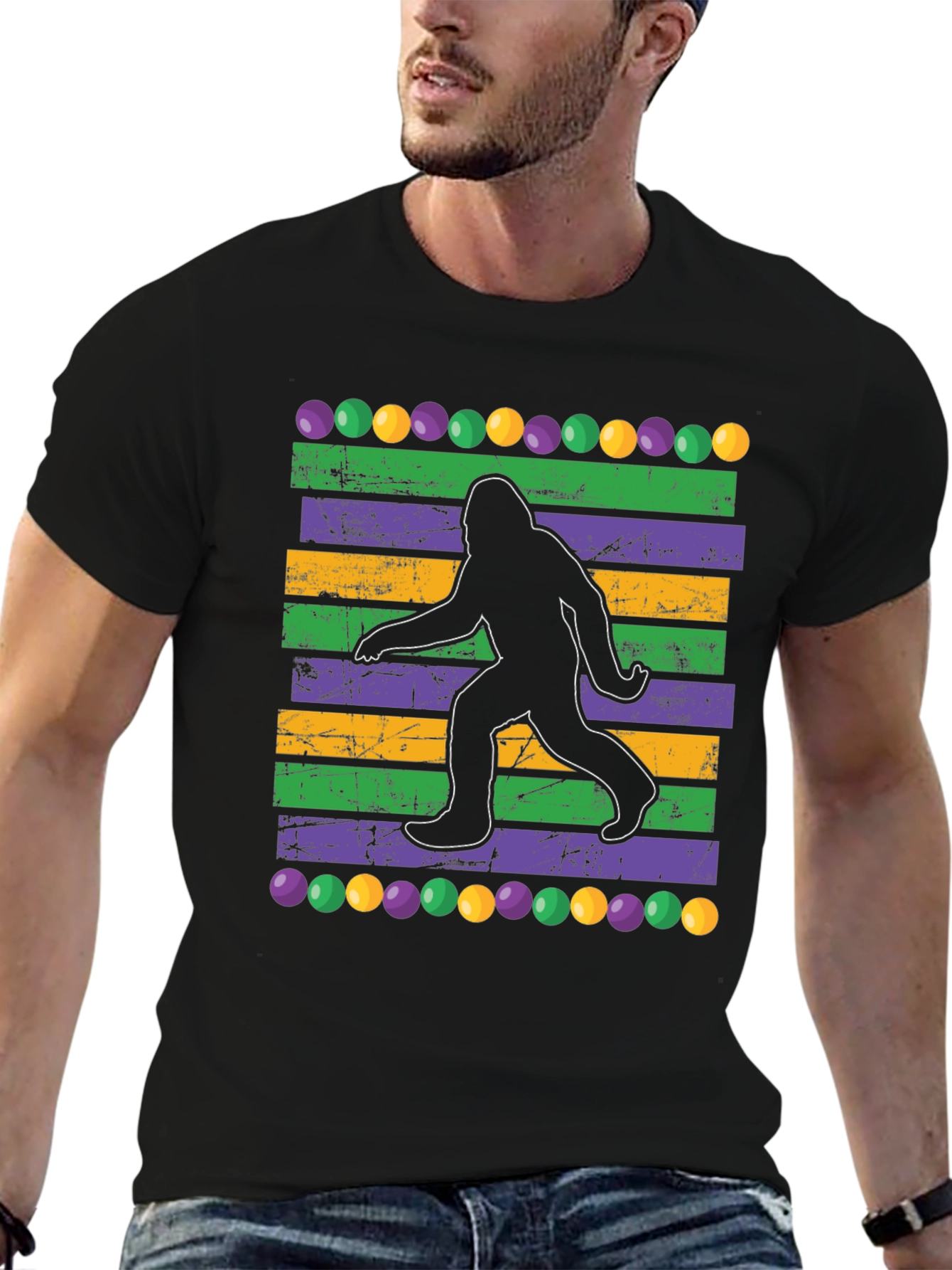 Mardi Gras Bigfoot Tee - Unisex Celebration Shirt