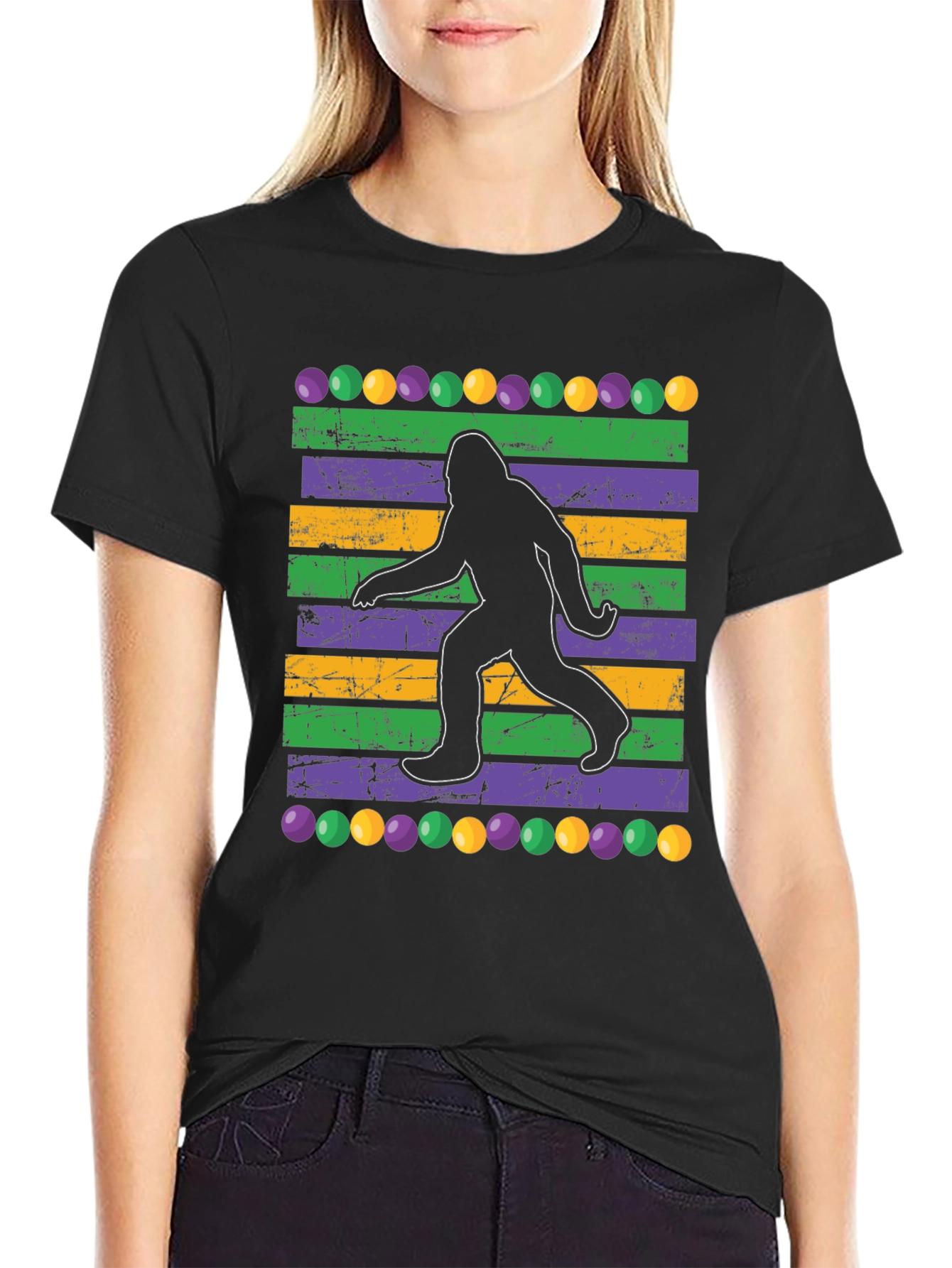 Mardi Gras Bigfoot Tee - Unisex Celebration Shirt