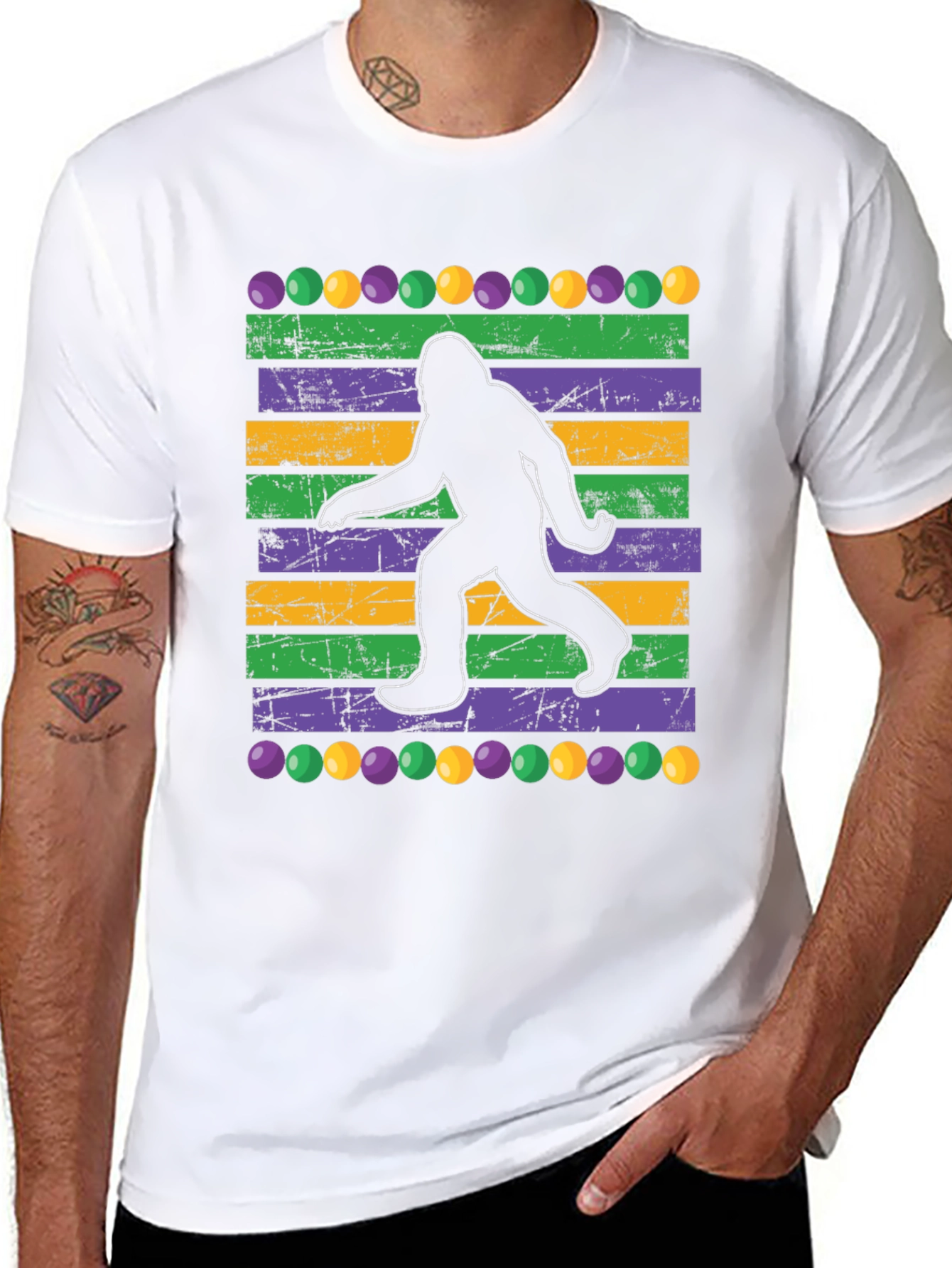Mardi Gras Bigfoot Tee - Unisex Celebration Shirt