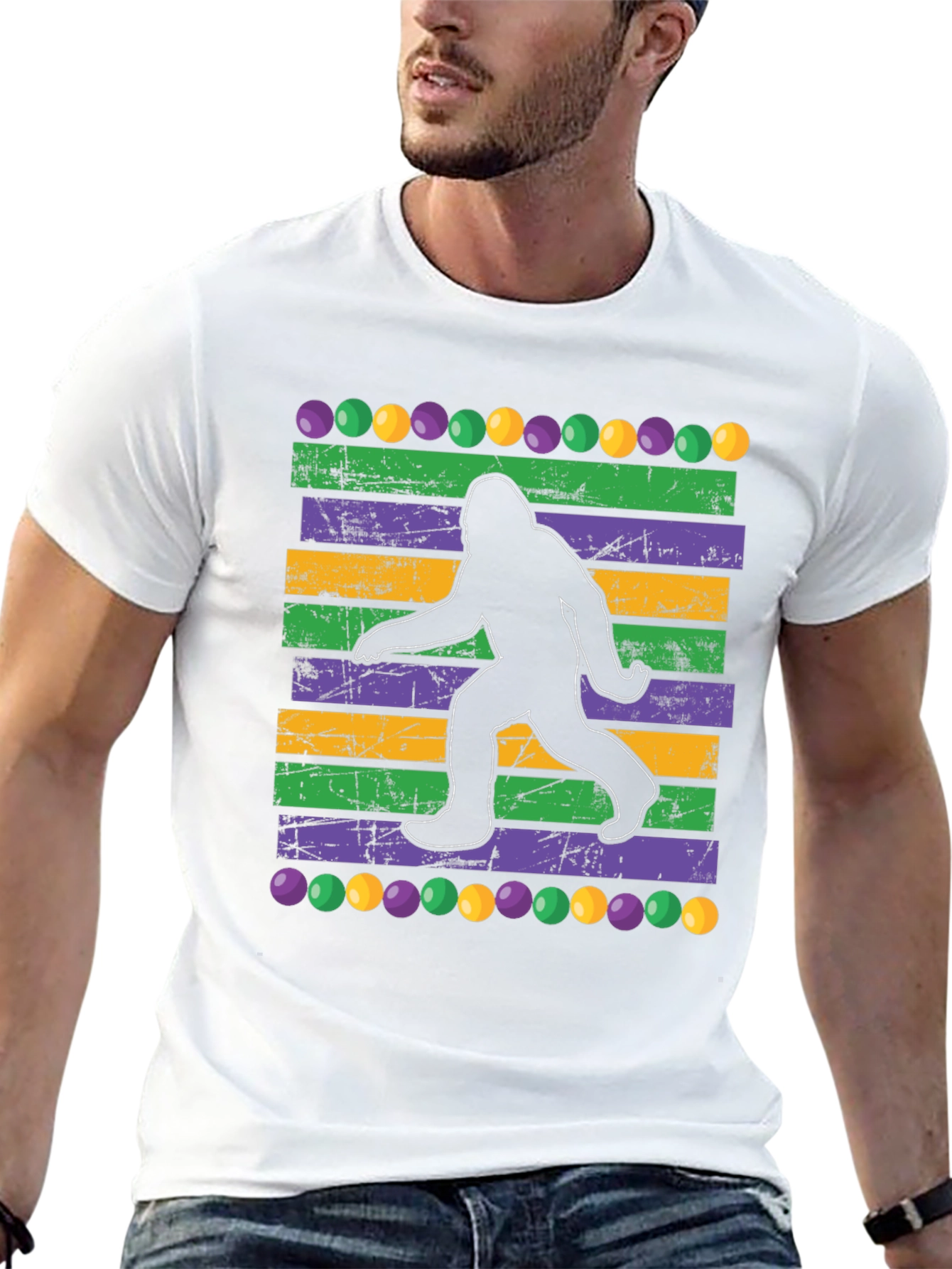 Mardi Gras Bigfoot Tee - Unisex Celebration Shirt