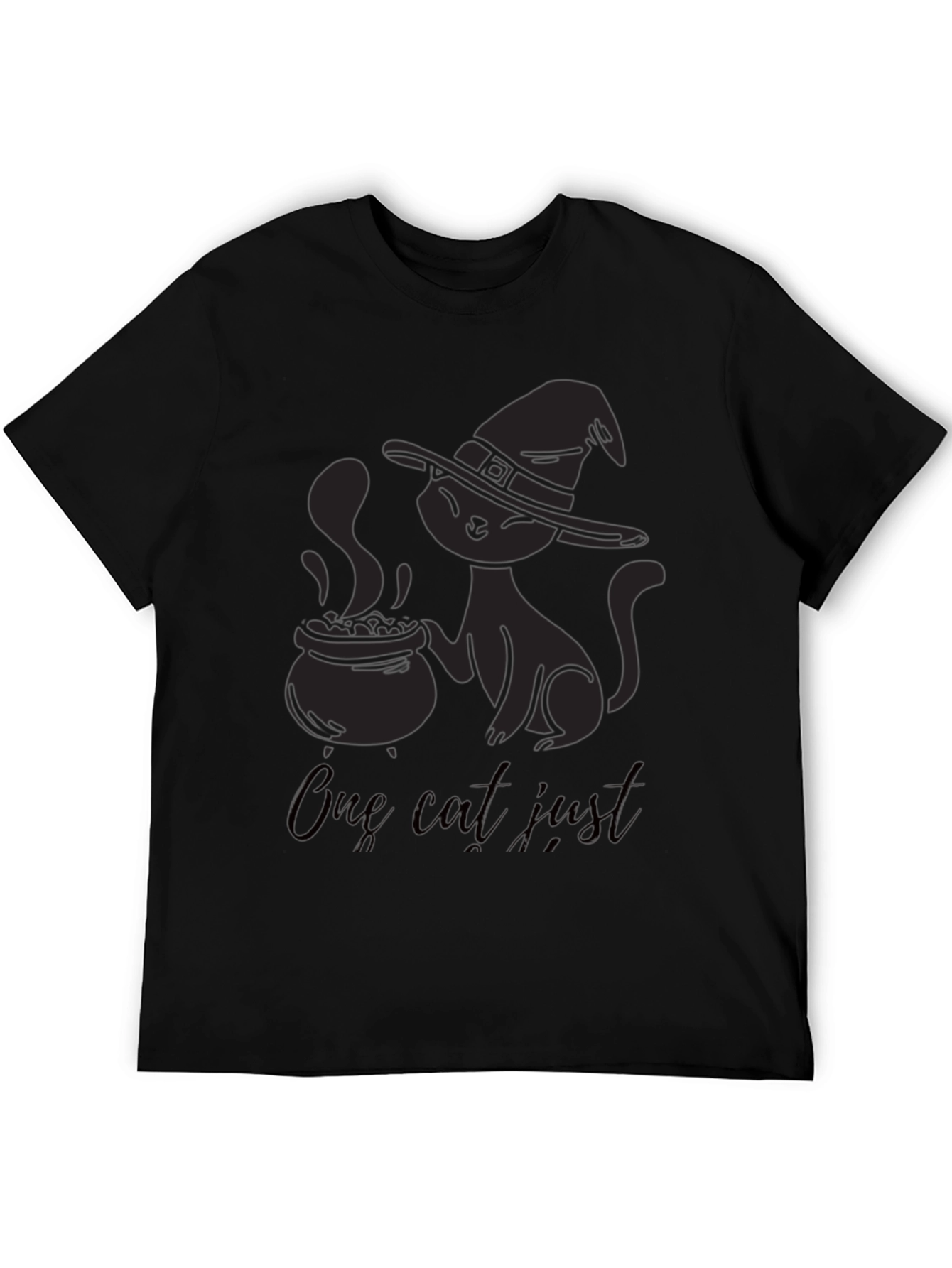 Spooky Black Cat Witch Cauldron Graphic T-Shirt