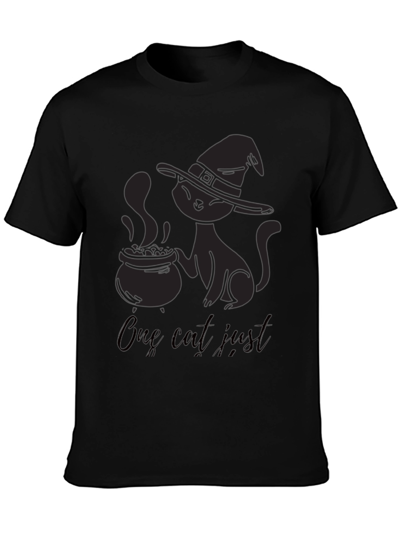 Spooky Black Cat Witch Cauldron Graphic T-Shirt