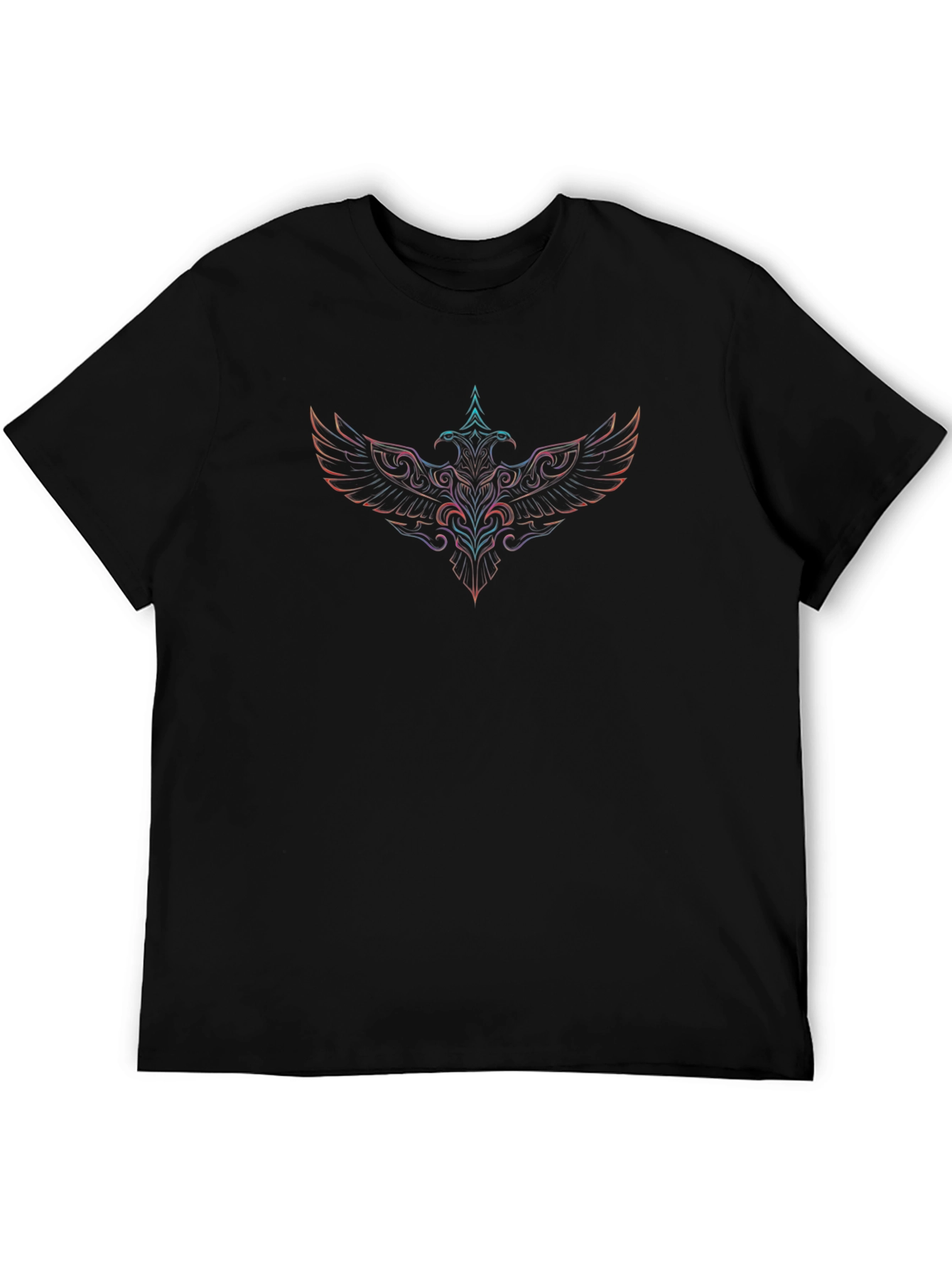 Neon Phoenix Graphic Black T-Shirt