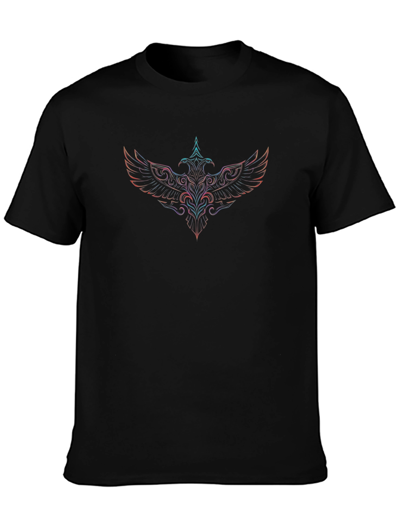 Neon Phoenix Graphic Black T-Shirt