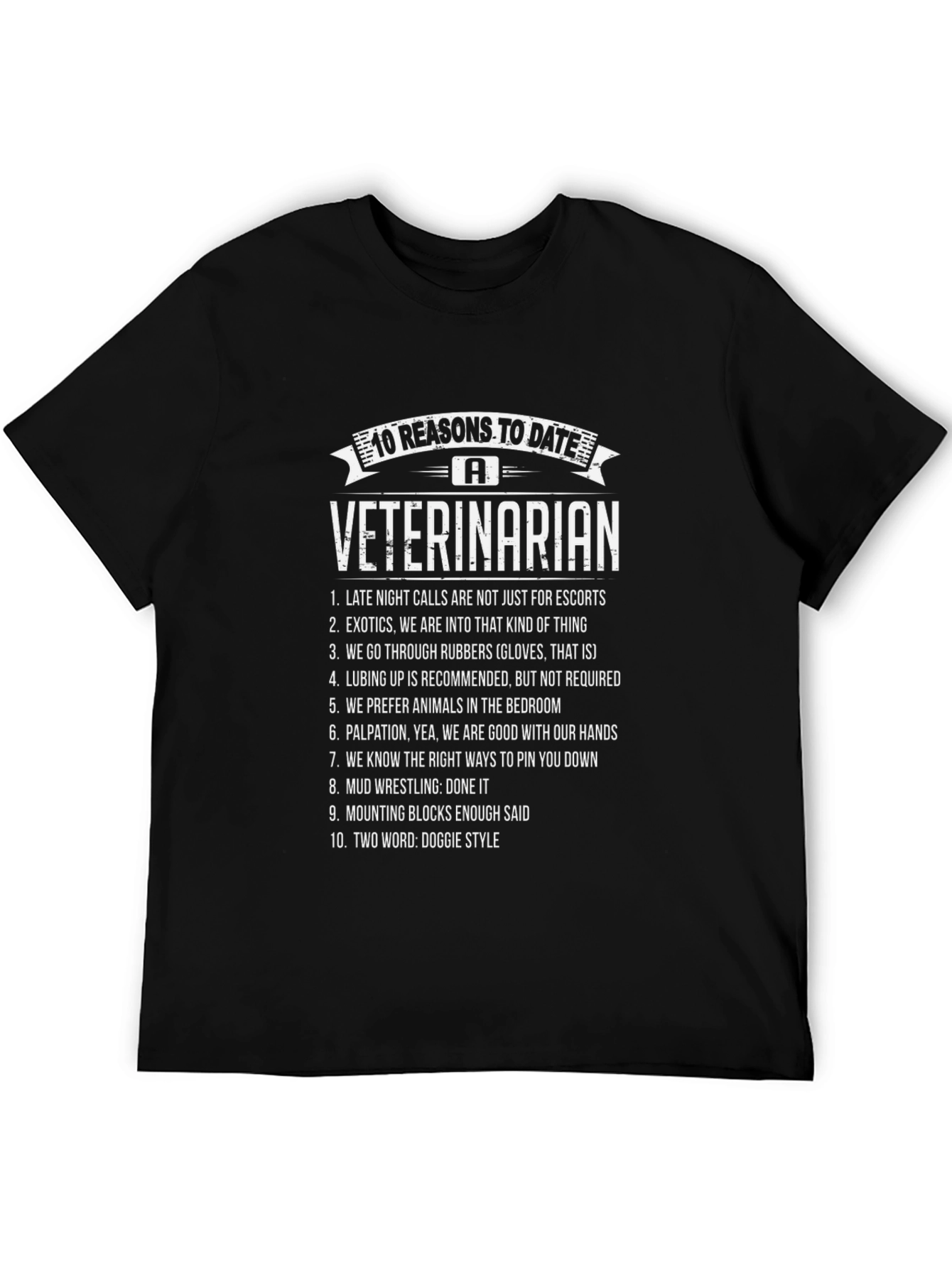 10 Reasons to Date a Veterinarian Black T-Shirt