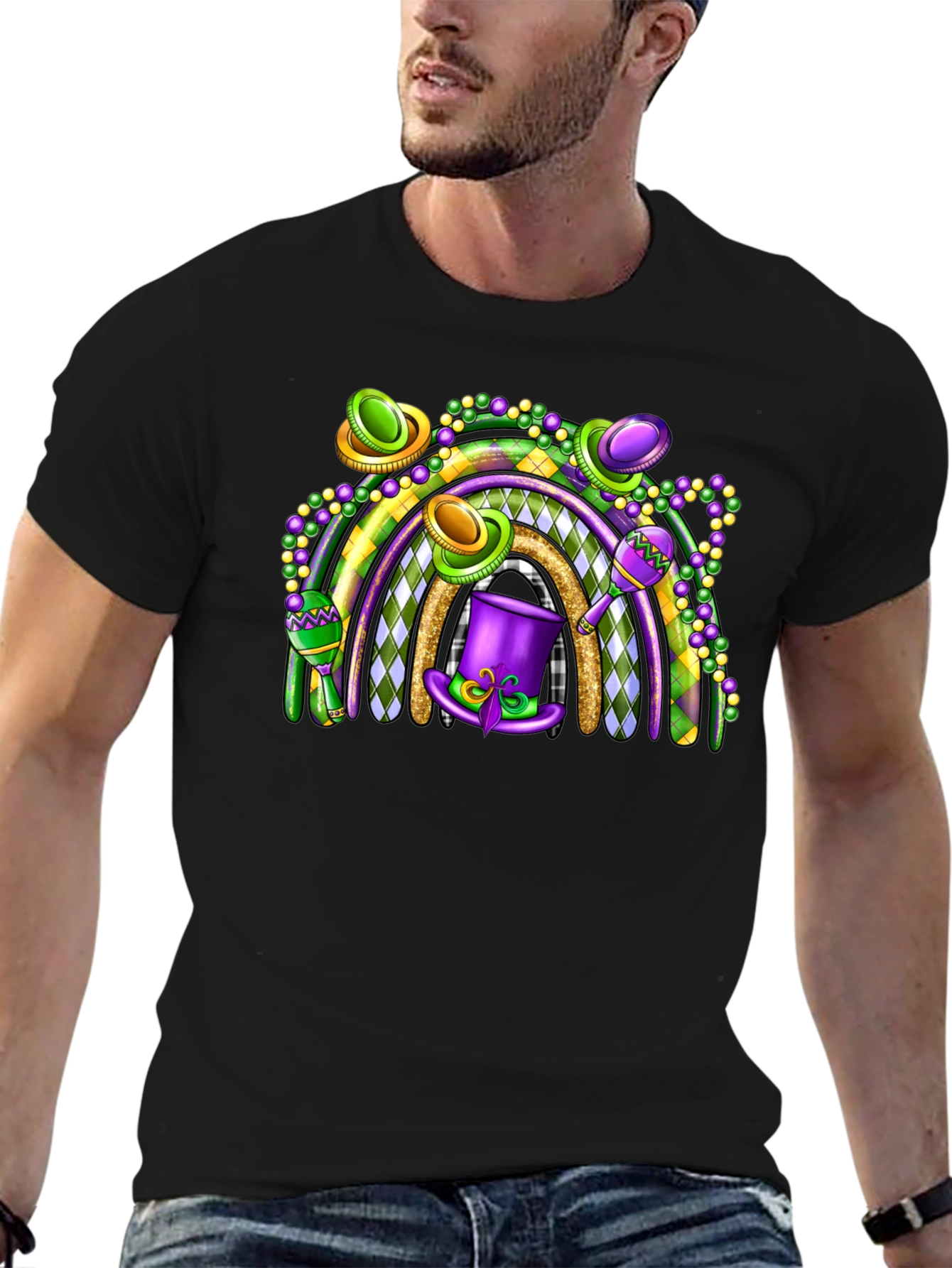 Mardi Gras Rainbow Graphic Tee