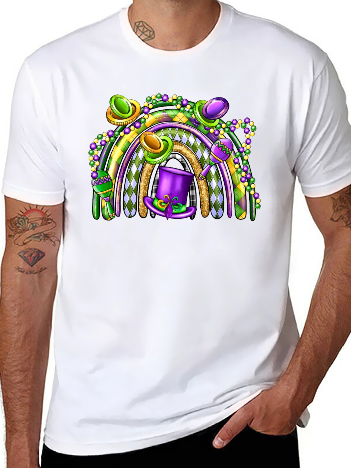 Mardi Gras Rainbow Graphic Tee