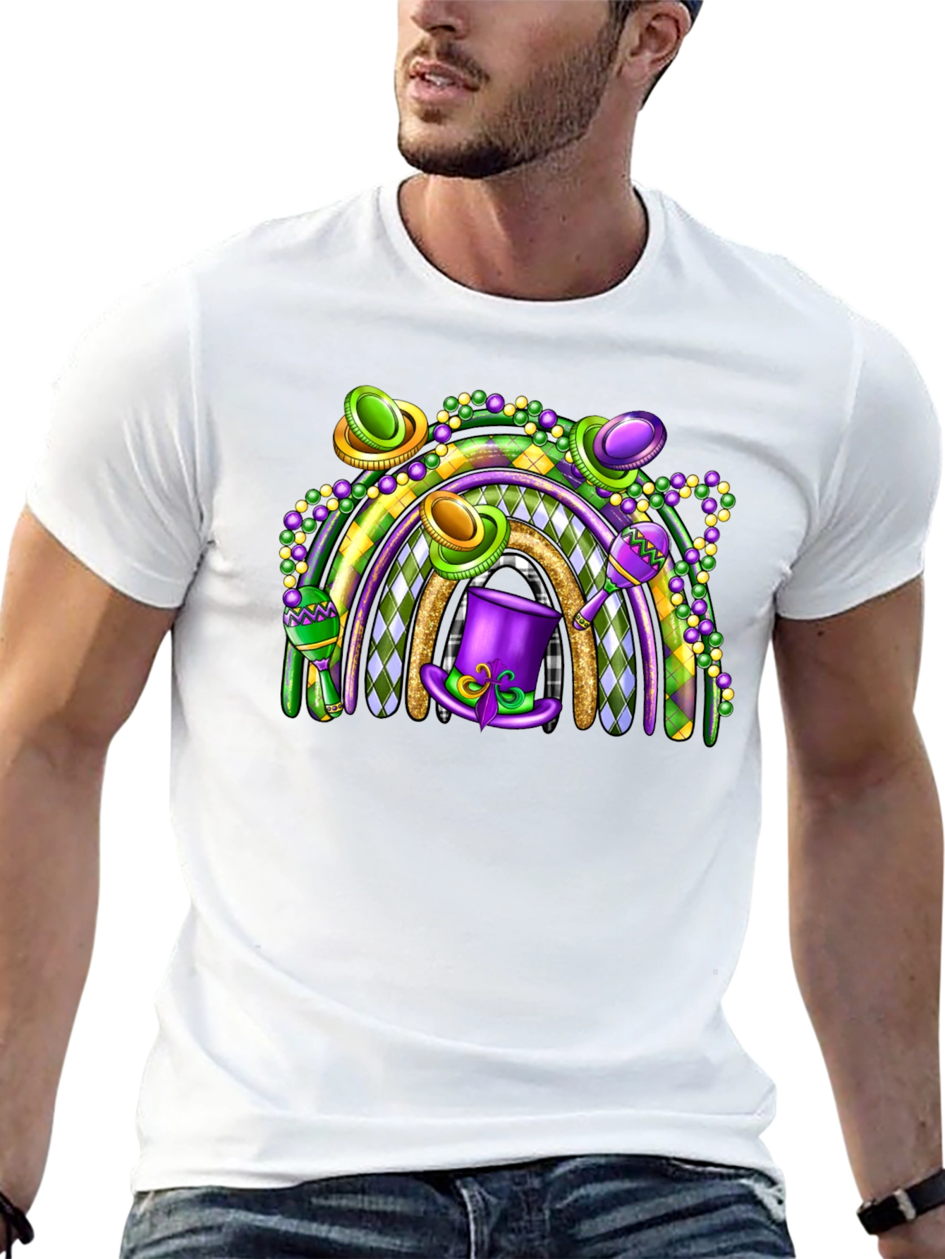 Mardi Gras Rainbow Graphic Tee