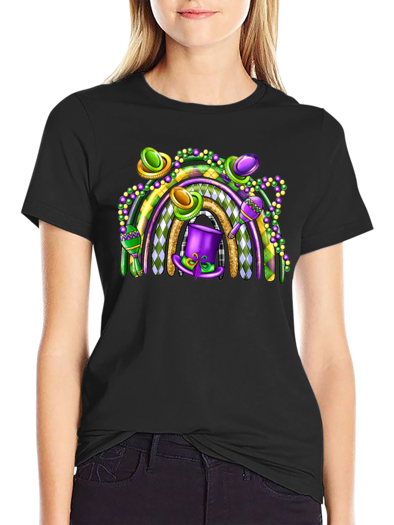 Mardi Gras Rainbow Graphic Tee