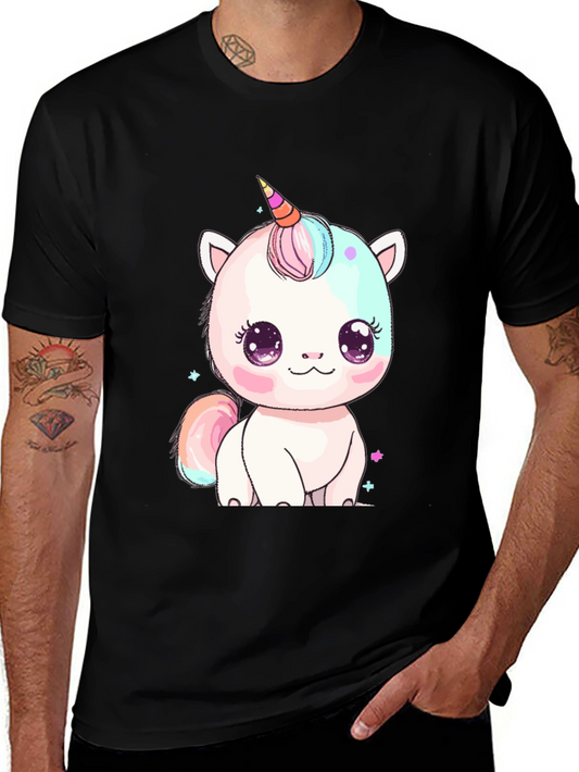 Cute Kawaii Unicorn Graphic Tee - Black