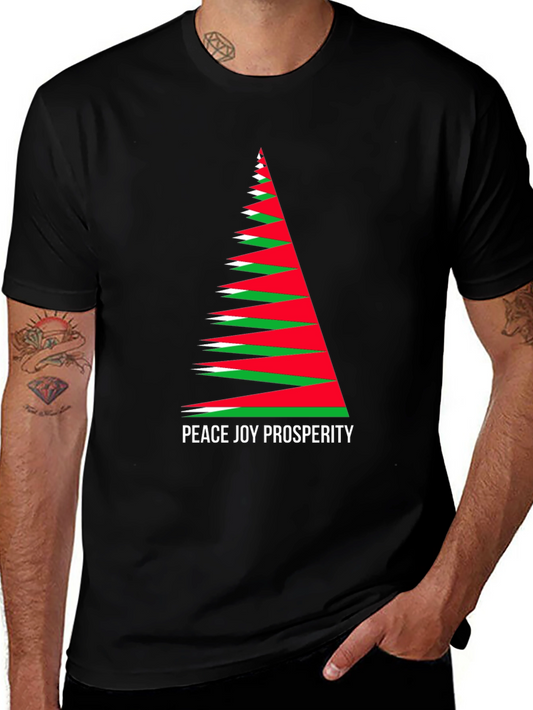 Holiday Peace Joy Prosperity Christmas Tree T-Shirt