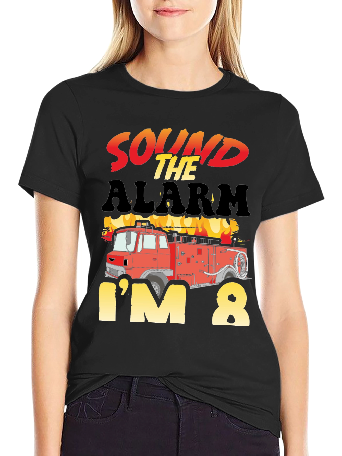 Sound the Alarm Im 8 Birthday Fire Truck T-Shirt