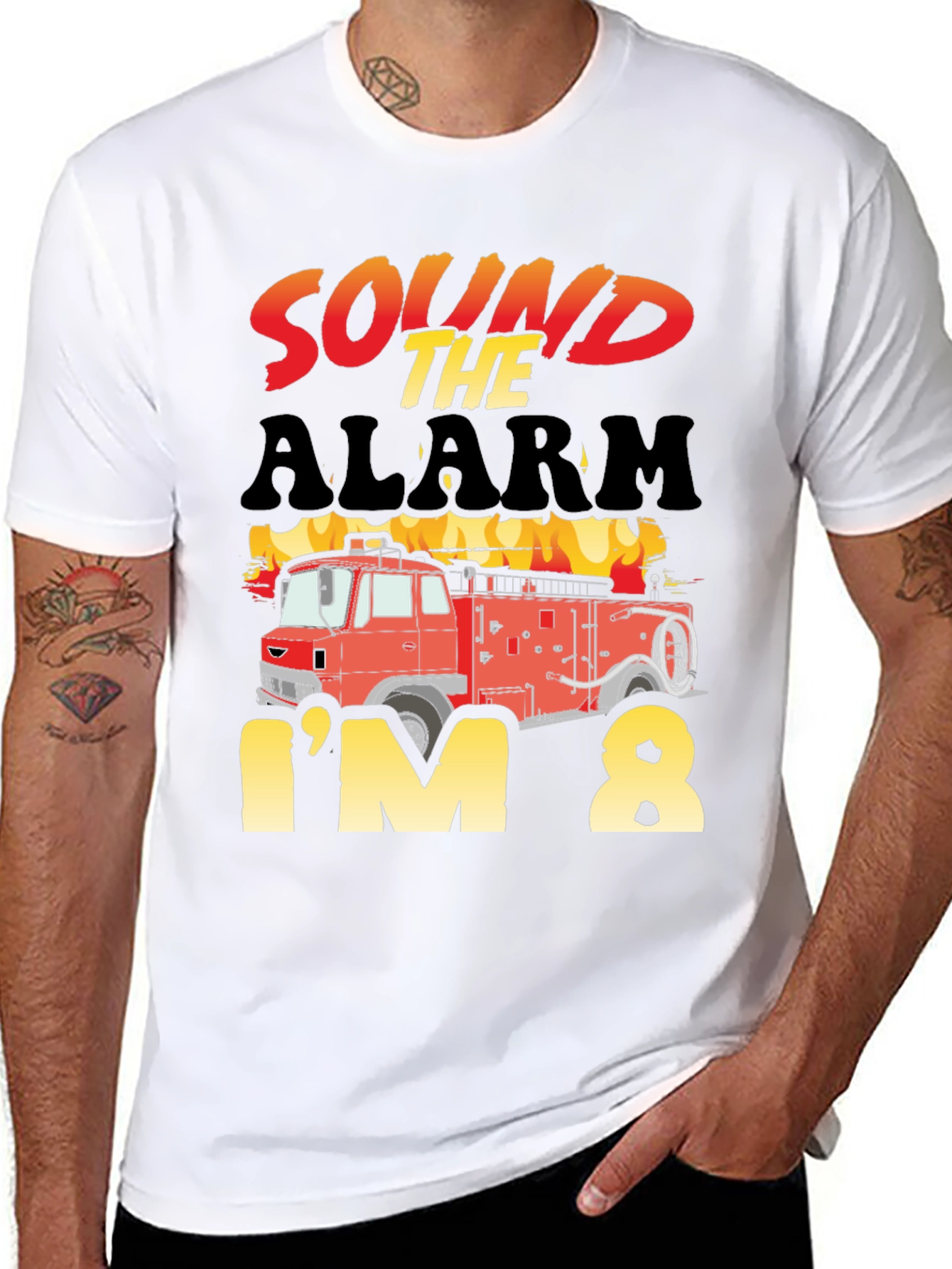 Sound the Alarm Im 8 Birthday Fire Truck T-Shirt