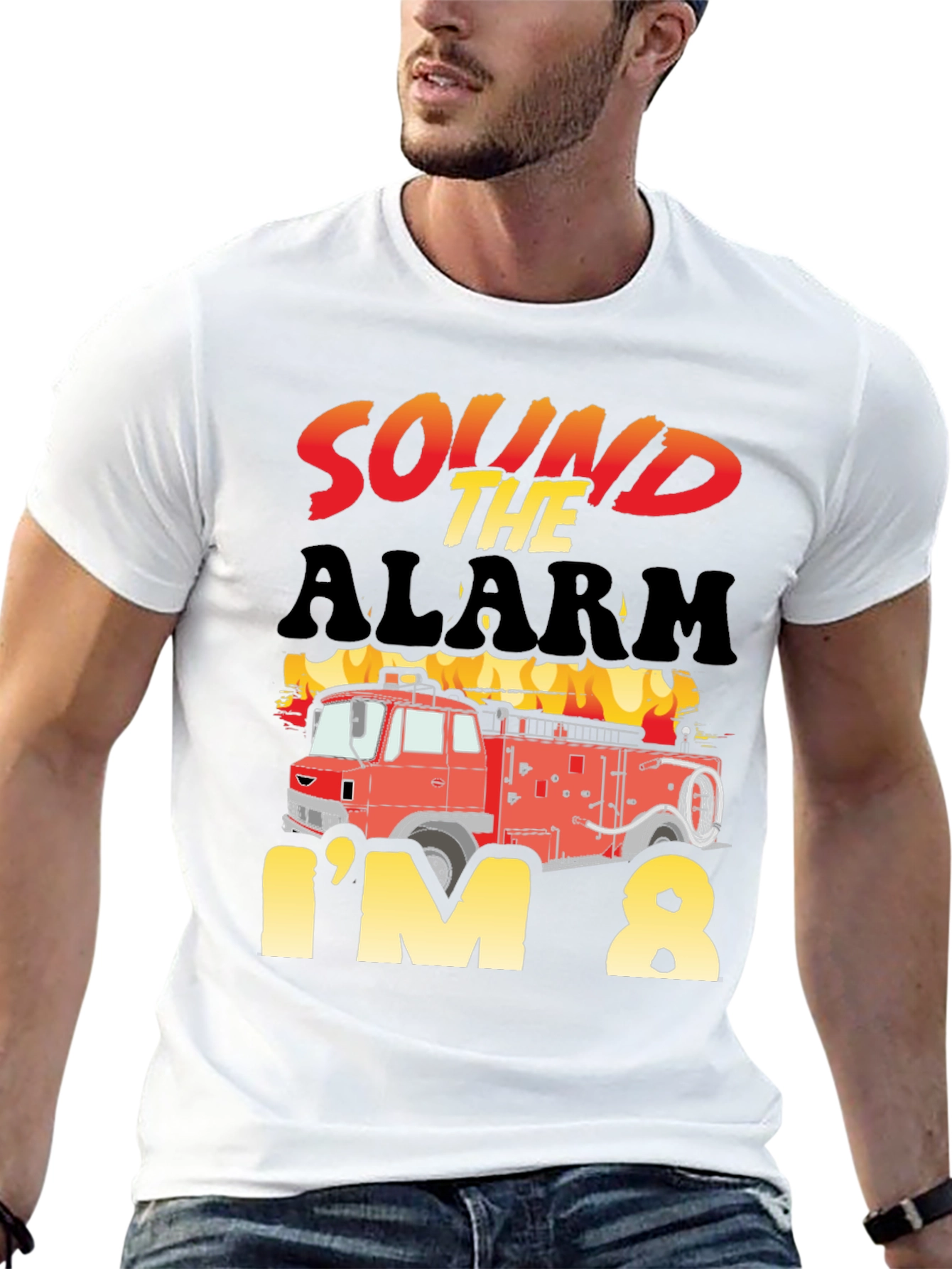 Sound the Alarm Im 8 Birthday Fire Truck T-Shirt