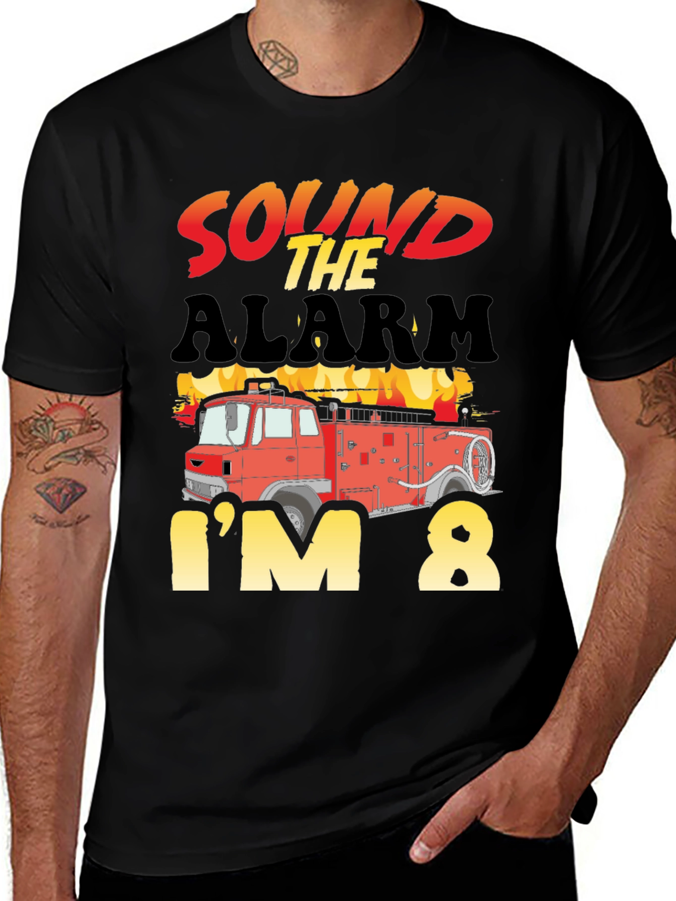 Sound the Alarm Im 8 Birthday Fire Truck T-Shirt