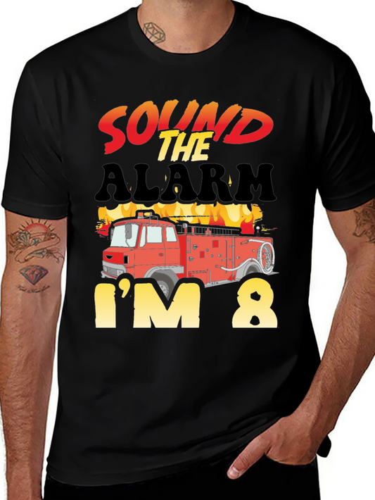 Sound the Alarm Im 8 Birthday Fire Truck T-Shirt