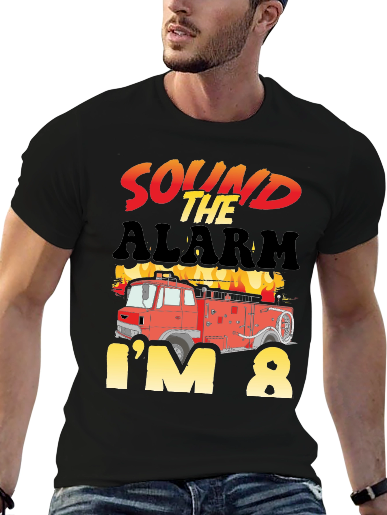 Sound the Alarm Im 8 Birthday Fire Truck T-Shirt