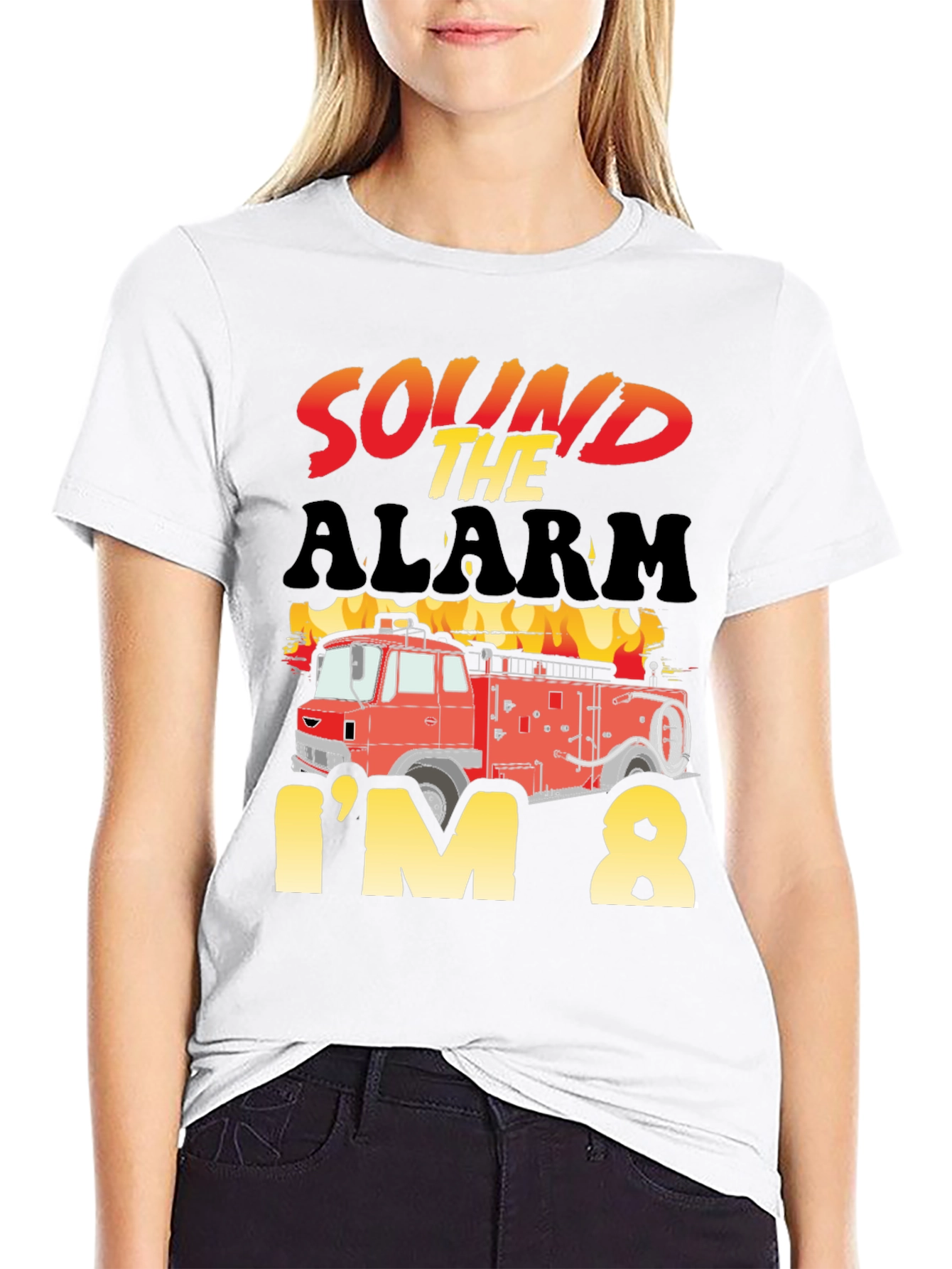 Sound the Alarm Im 8 Birthday Fire Truck T-Shirt