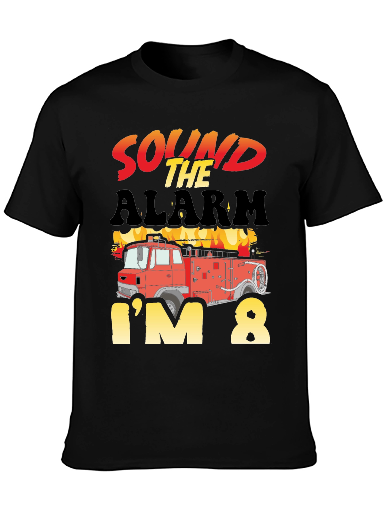 Sound the Alarm Im 8 Birthday Fire Truck T-Shirt