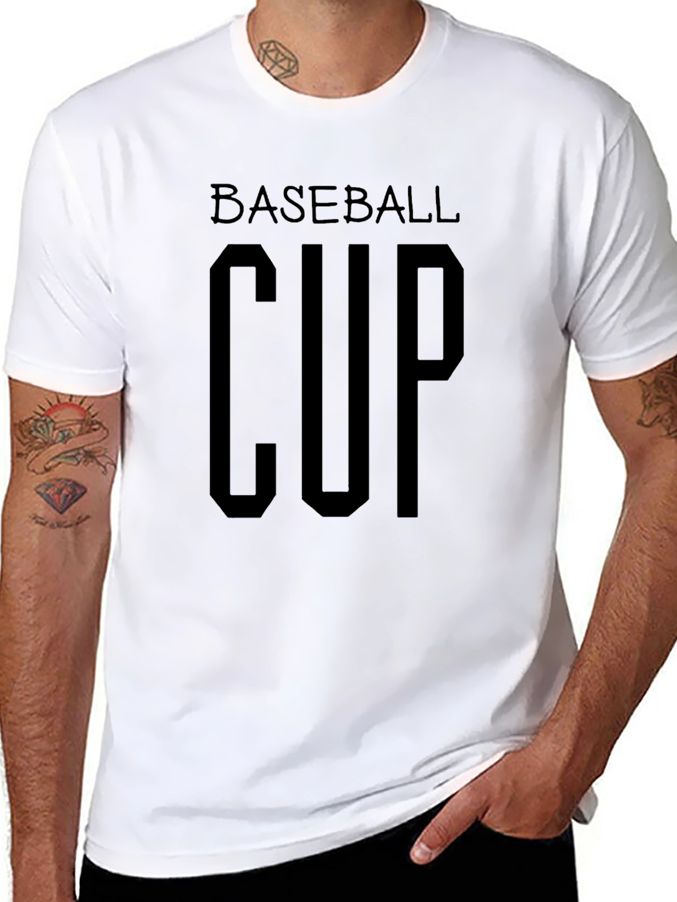 Baseball Cup Graphic Tee - Mens Black T-Shirt