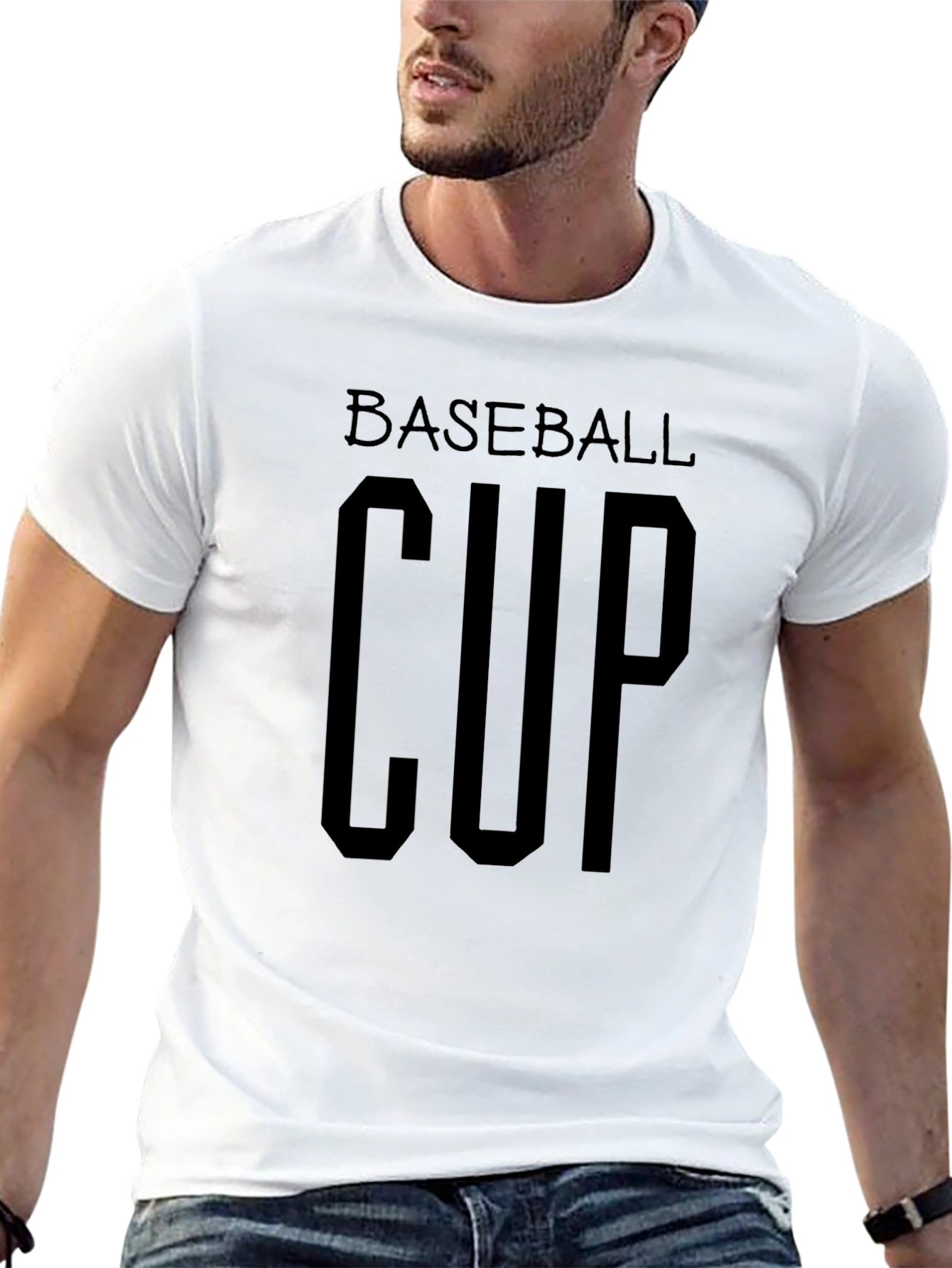 Baseball Cup Graphic Tee - Mens Black T-Shirt