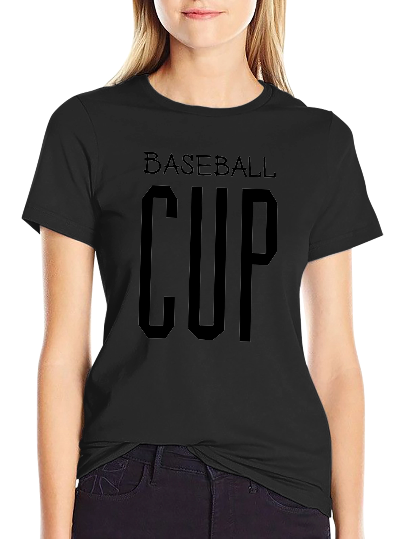 Baseball Cup Graphic Tee - Mens Black T-Shirt