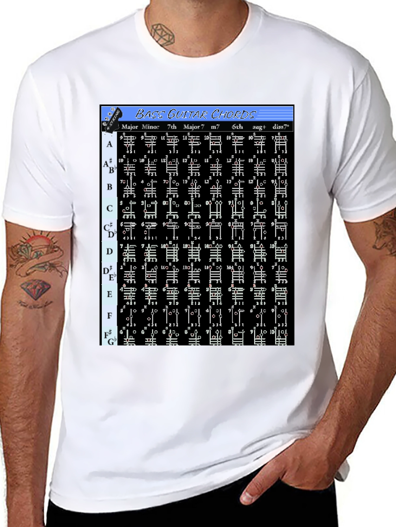 Bass Guitar Chord Chart T-Shirt