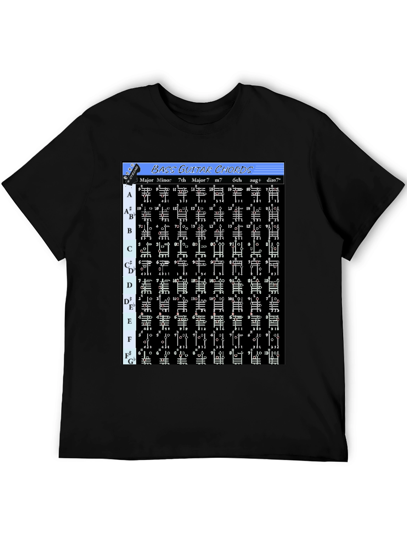 Bass Guitar Chord Chart T-Shirt