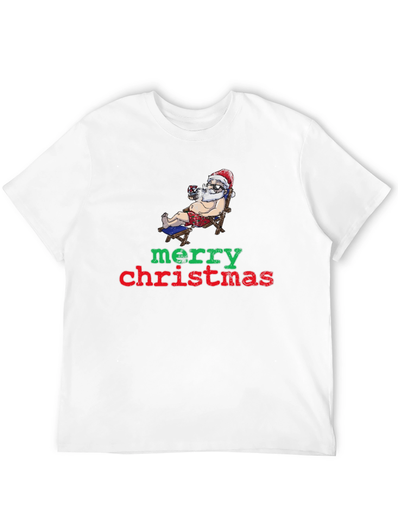 Relaxed Santa Merry Christmas Black T-Shirt