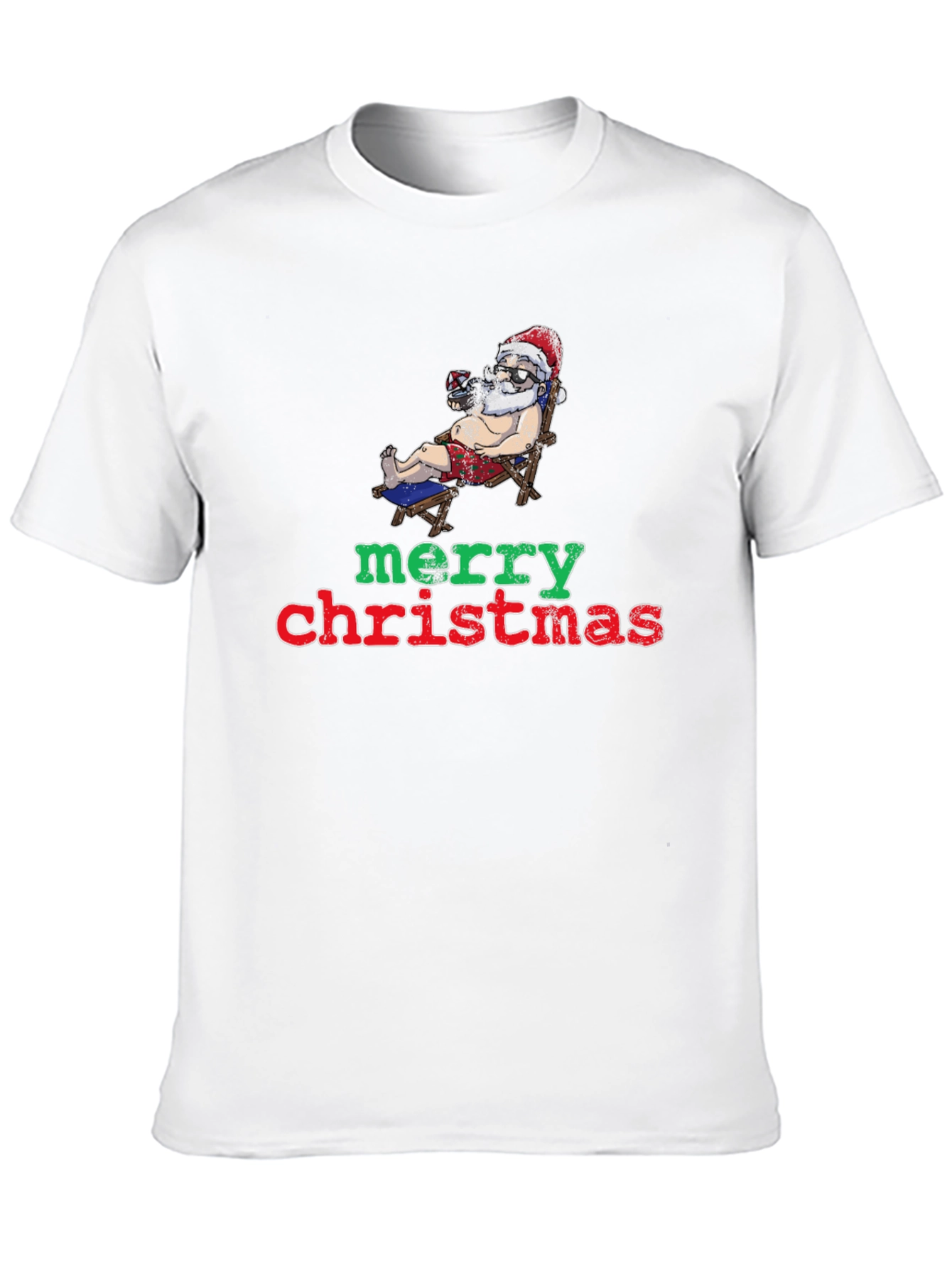 Relaxed Santa Merry Christmas Black T-Shirt