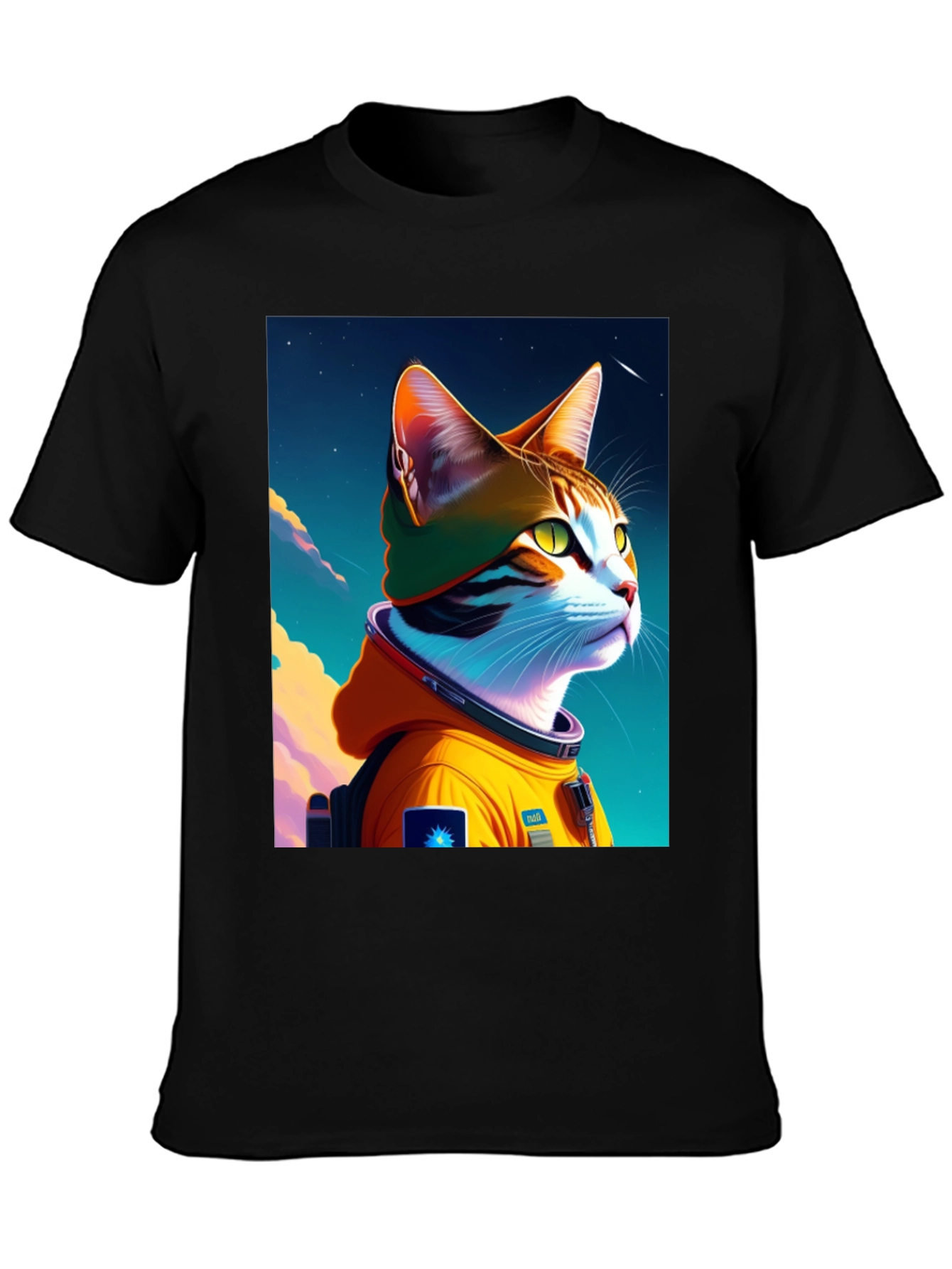 Astronaut Cat Graphic T-Shirt - Cool Space Kitten Tee