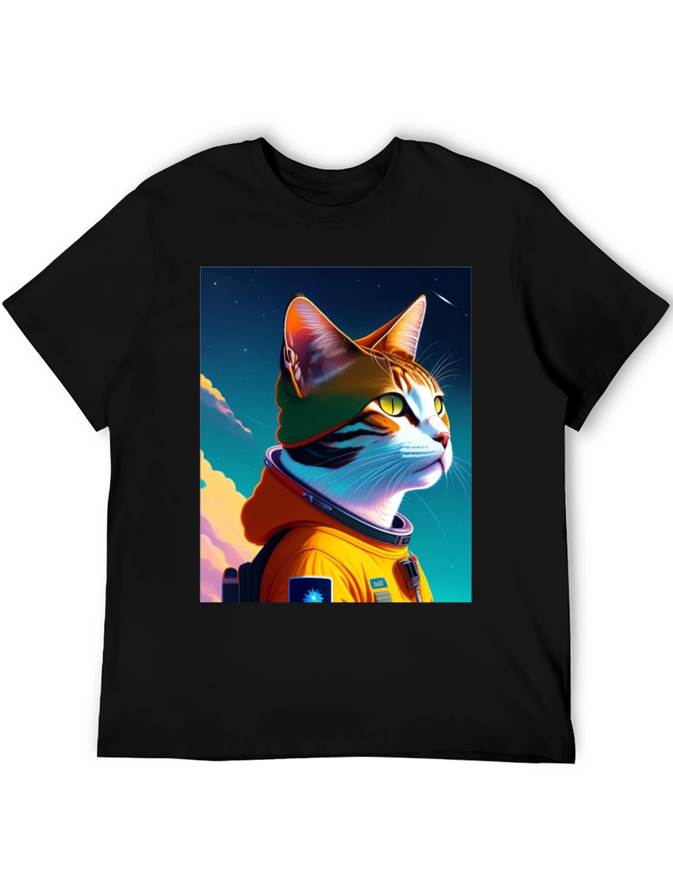 Astronaut Cat Graphic T-Shirt - Cool Space Kitten Tee