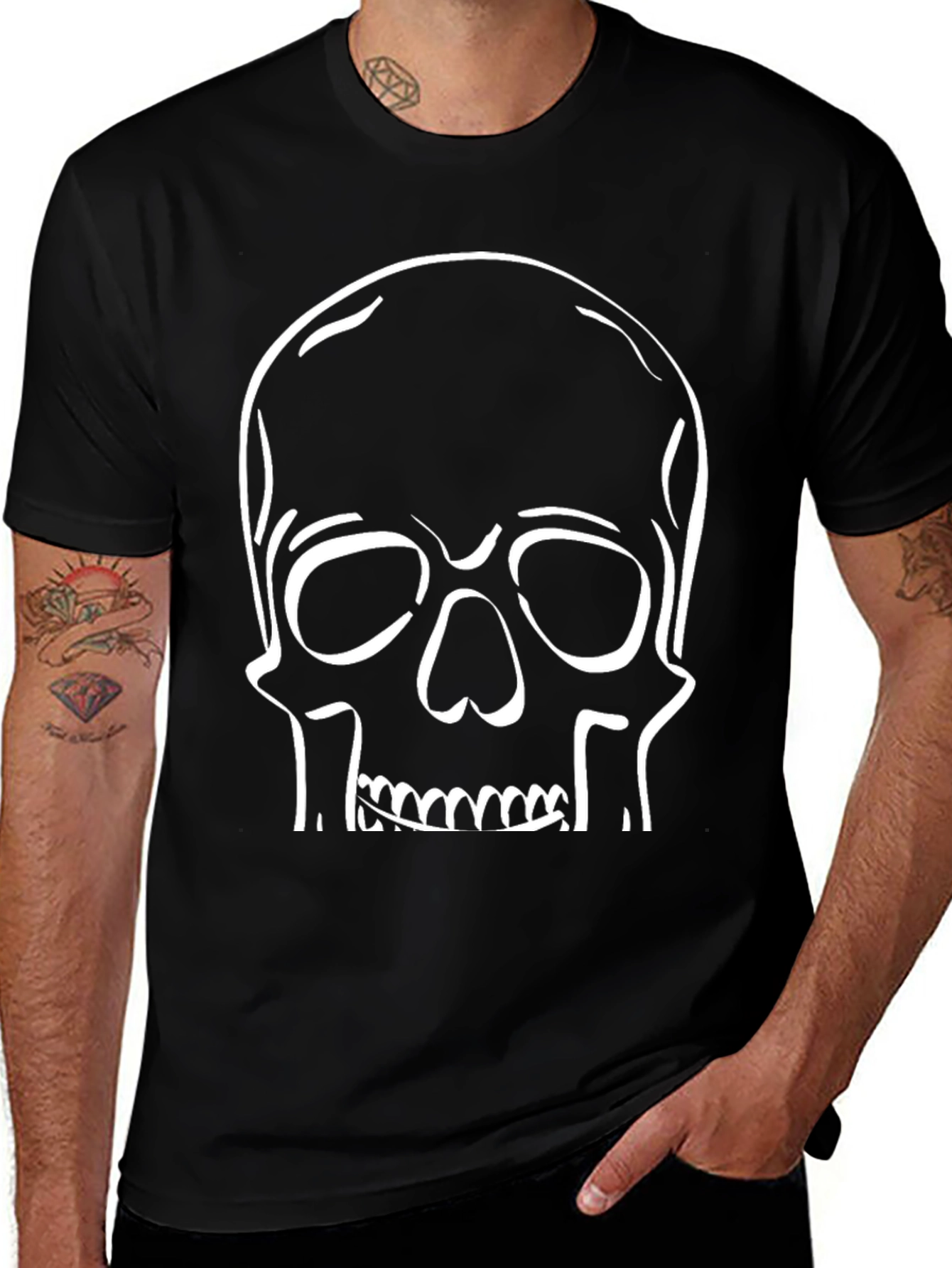 Skull Graphic Print Black T-Shirt
