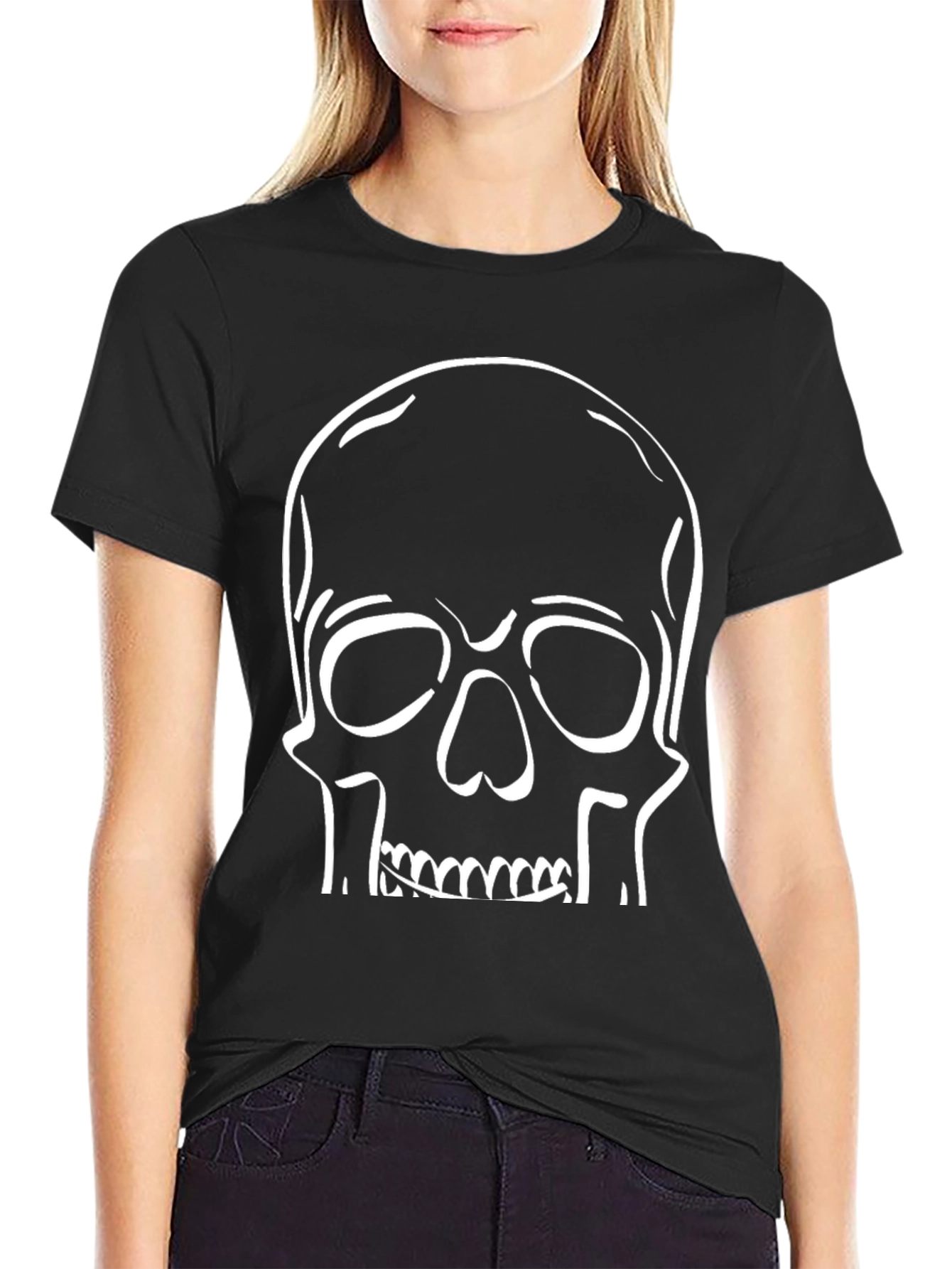 Skull Graphic Print Black T-Shirt