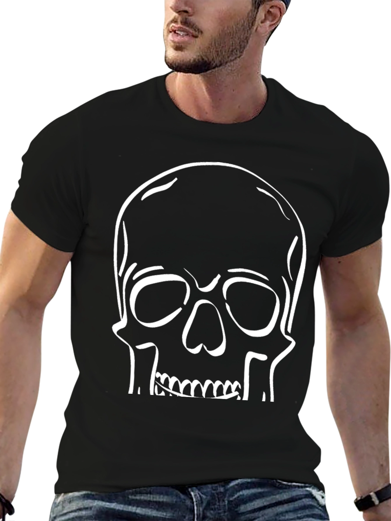 Skull Graphic Print Black T-Shirt