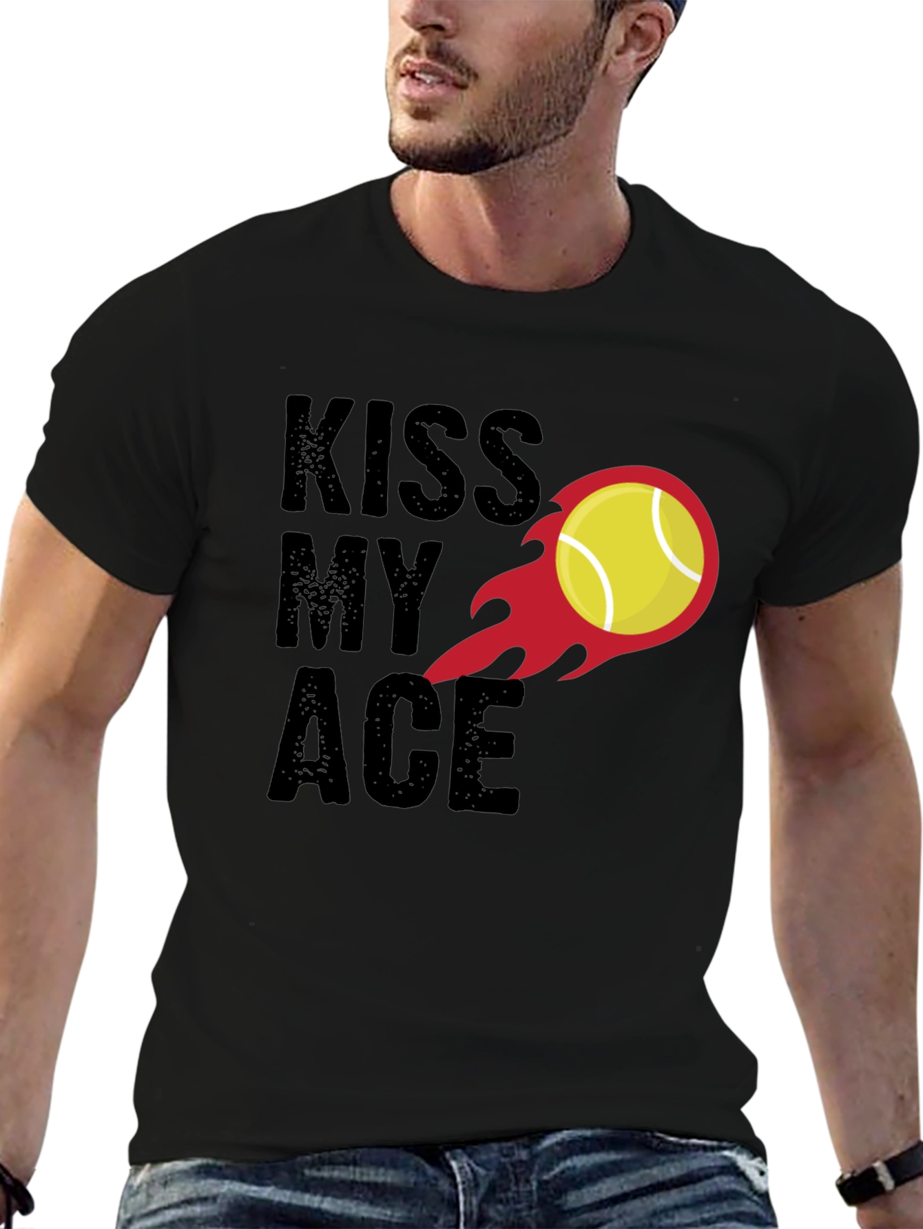 Kiss My Ace Tennis T-Shirt - Black