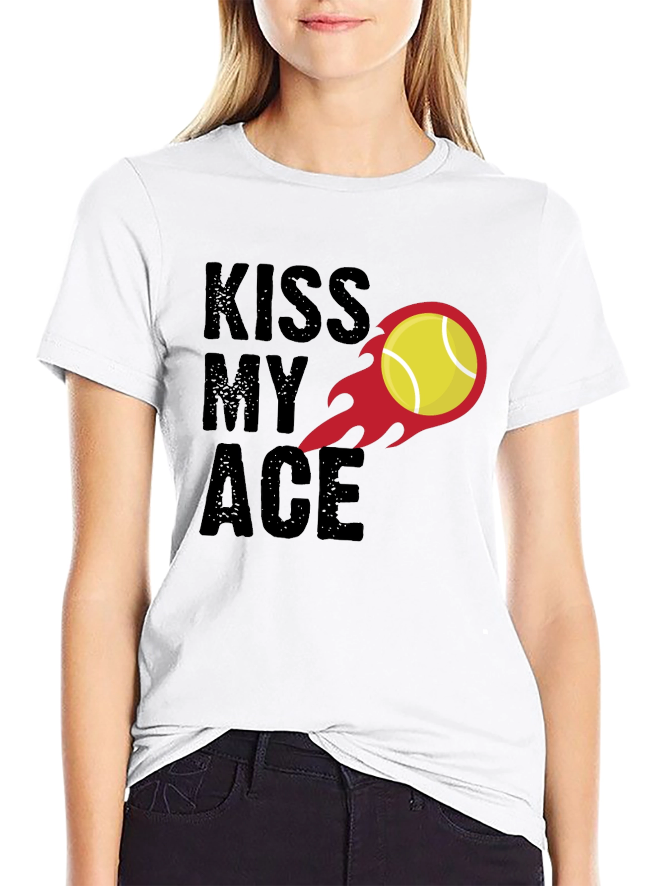 Kiss My Ace Tennis T-Shirt - Black