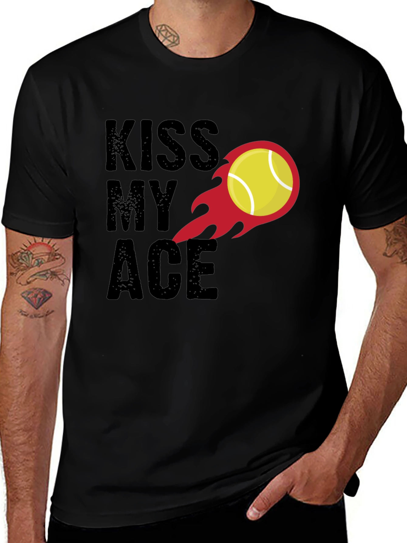 Kiss My Ace Tennis T-Shirt - Black