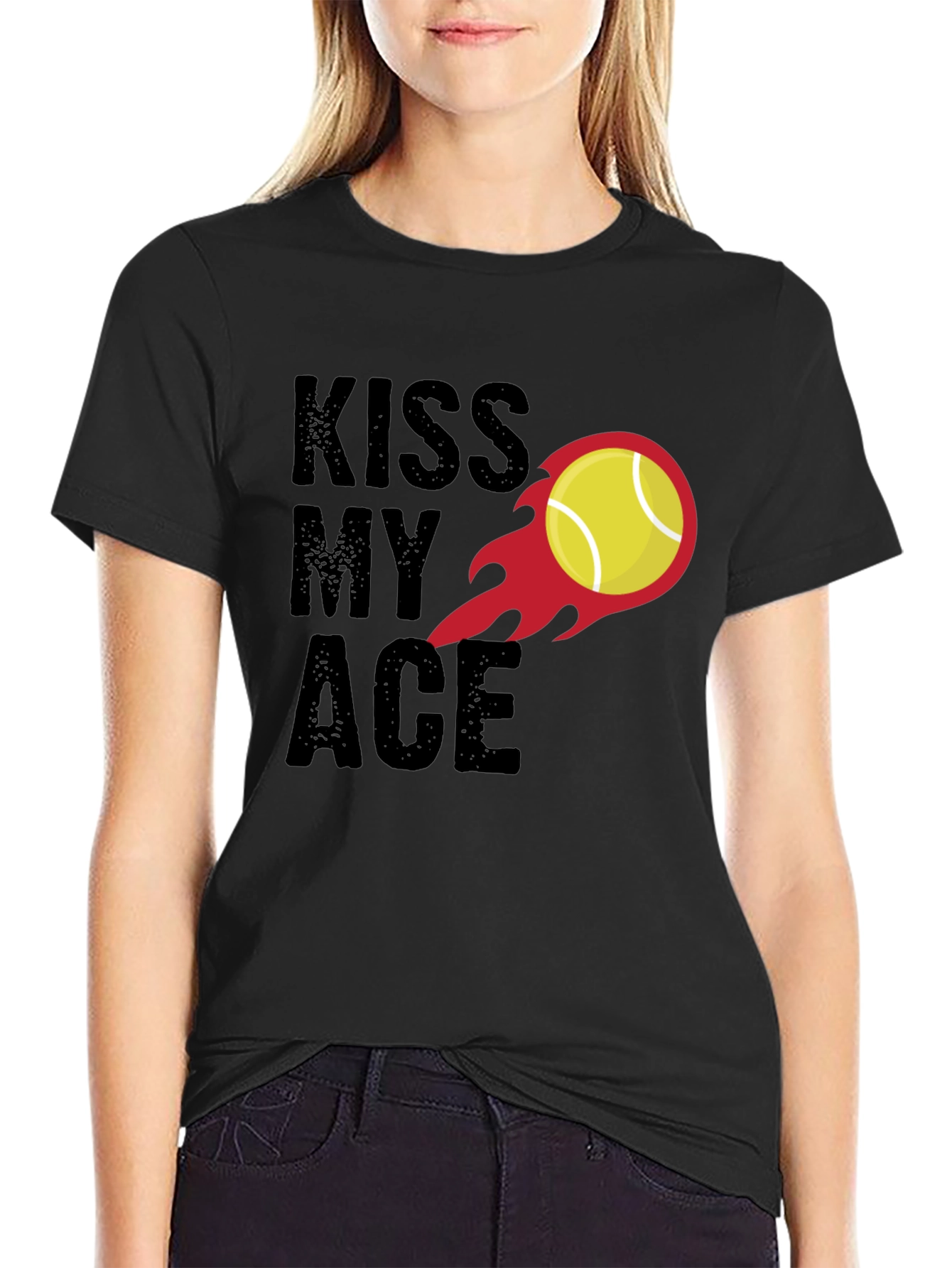 Kiss My Ace Tennis T-Shirt - Black