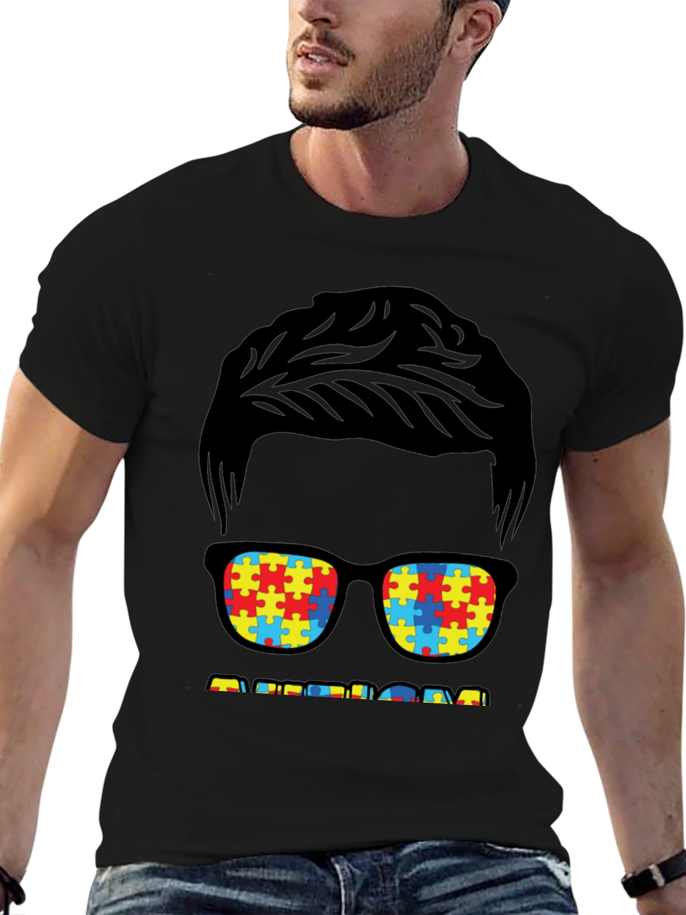 Autism Awareness T-Shirt Puzzle Glasses