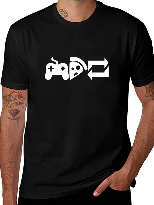 Game Pizza Repeat T-Shirt - Gamers Lifestyle Tee