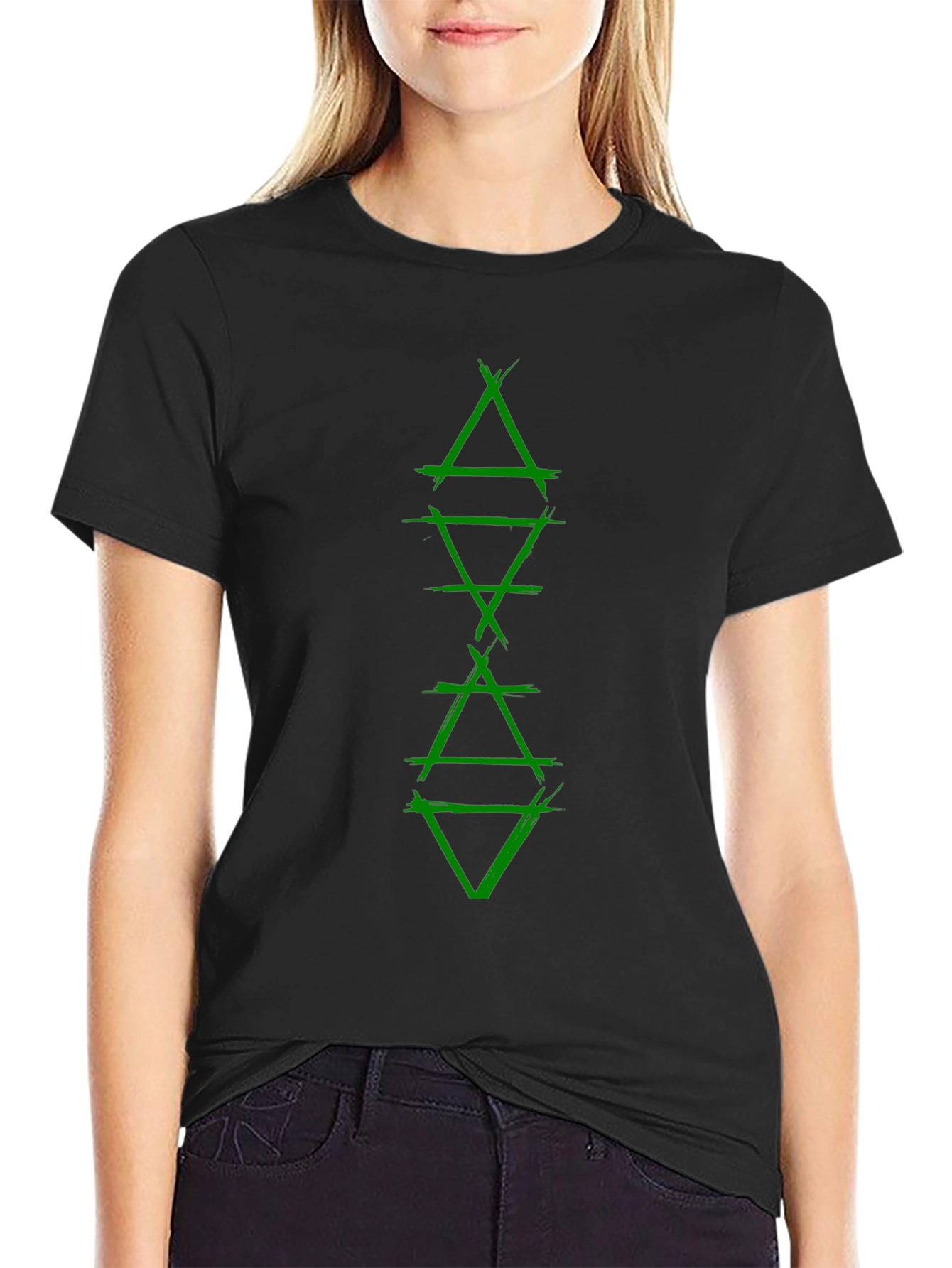 Green Alchemic Symbol Black T-Shirt