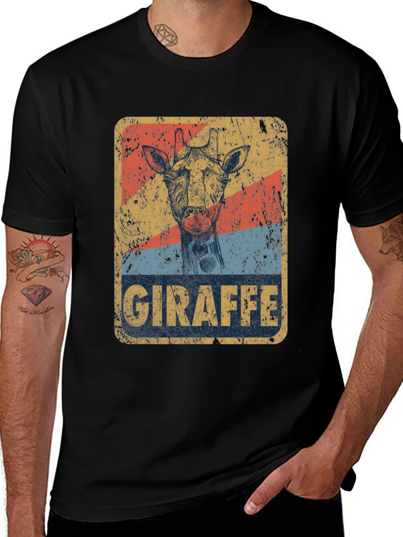 Giraffe Retro Graphic Tee - Unisex Cotton T-Shirt