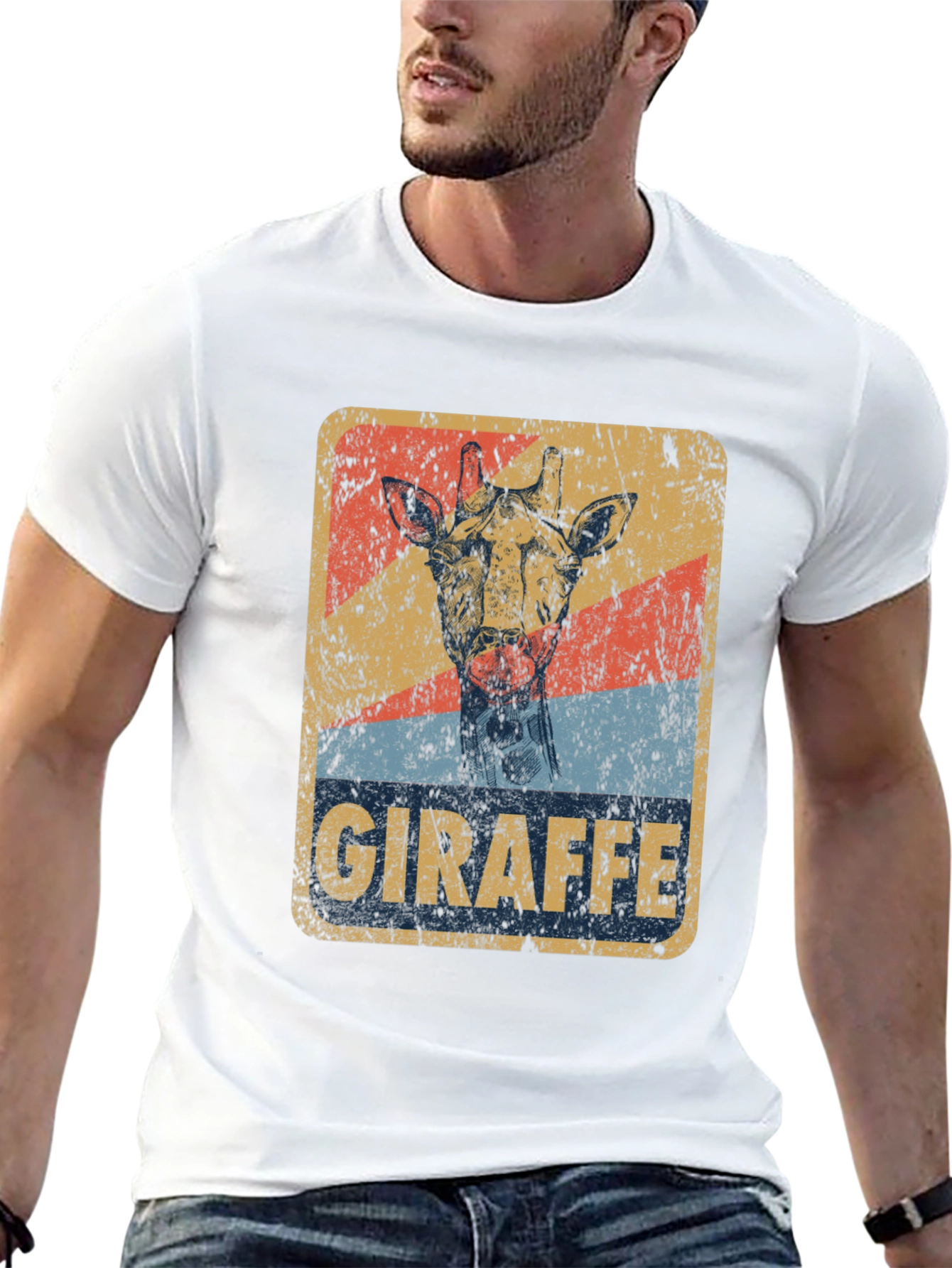 Giraffe Retro Graphic Tee - Unisex Cotton T-Shirt