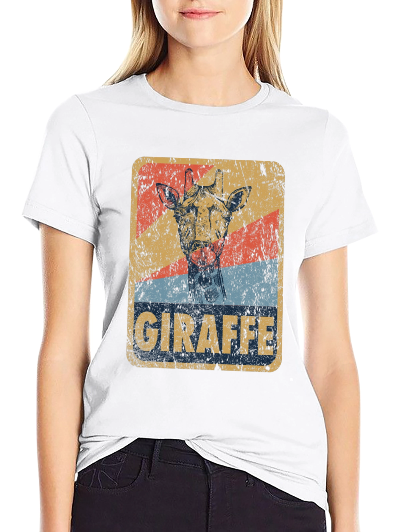Giraffe Retro Graphic Tee - Unisex Cotton T-Shirt
