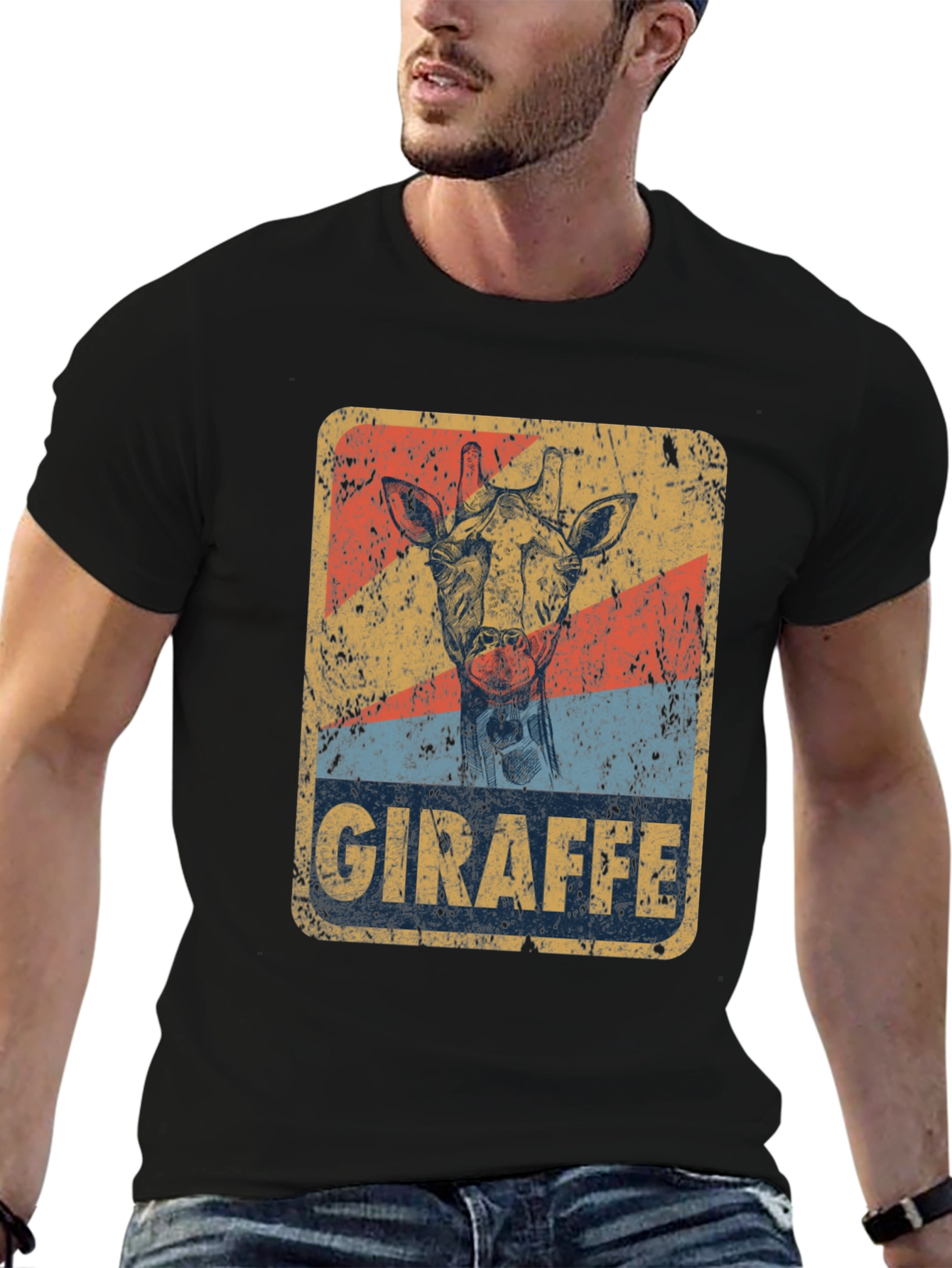 Giraffe Retro Graphic Tee - Unisex Cotton T-Shirt