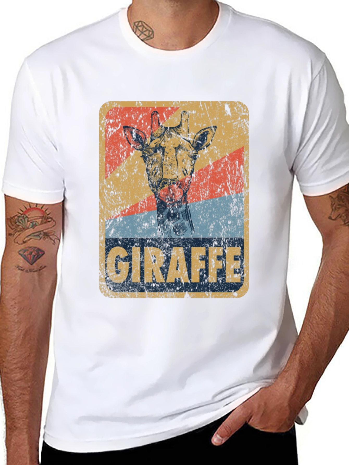 Giraffe Retro Graphic Tee - Unisex Cotton T-Shirt