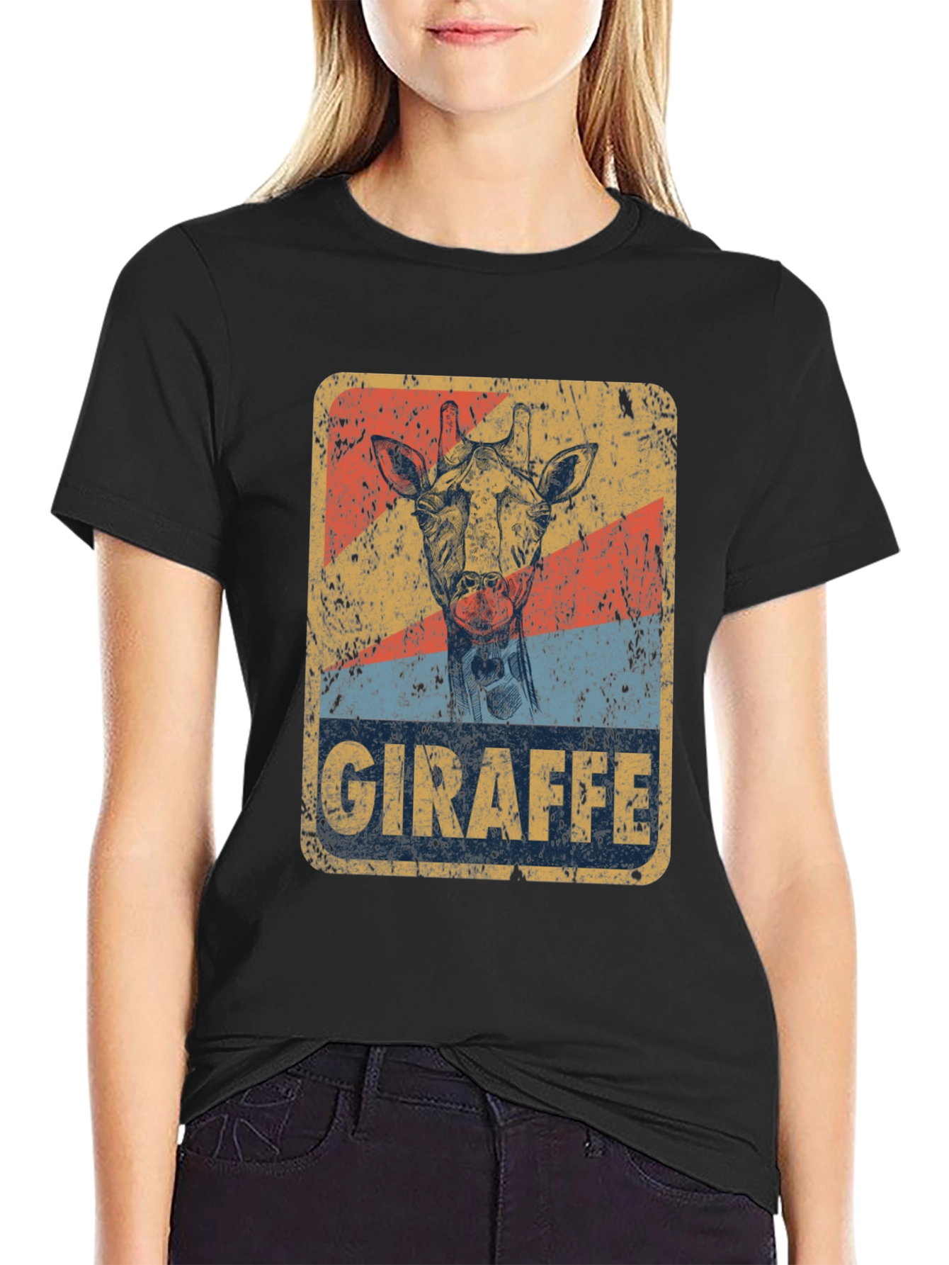 Giraffe Retro Graphic Tee - Unisex Cotton T-Shirt