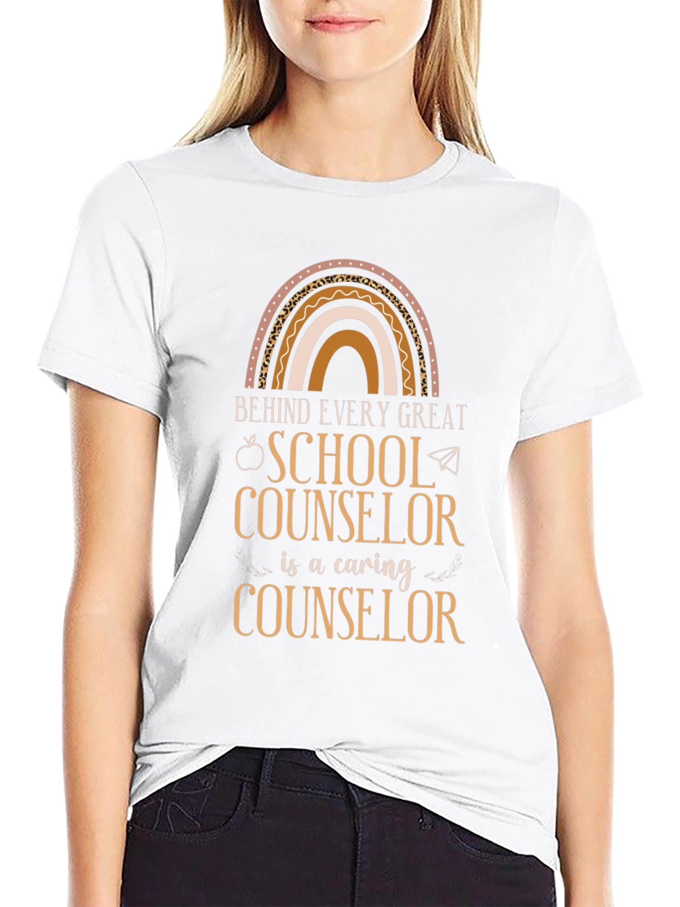 School Counselor Caring Rainbow Graphic Tee